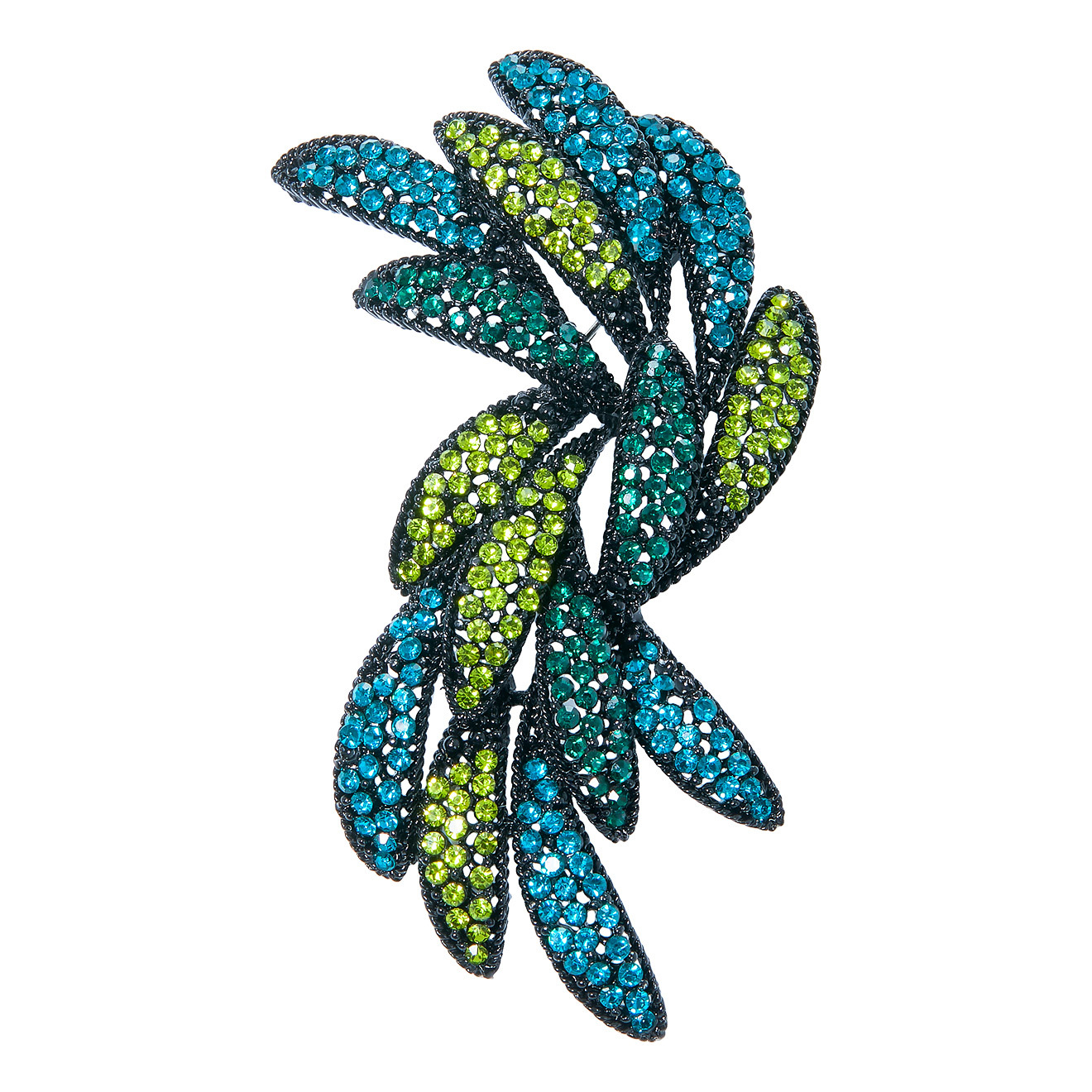 Brooch-branch with green crystals