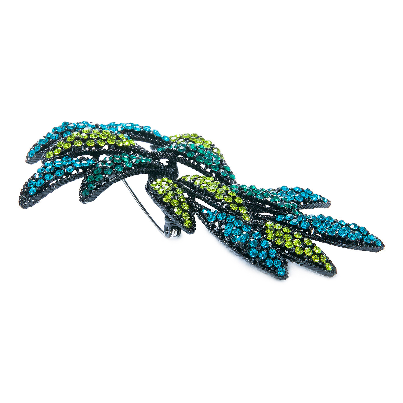 Brooch-branch with green crystals