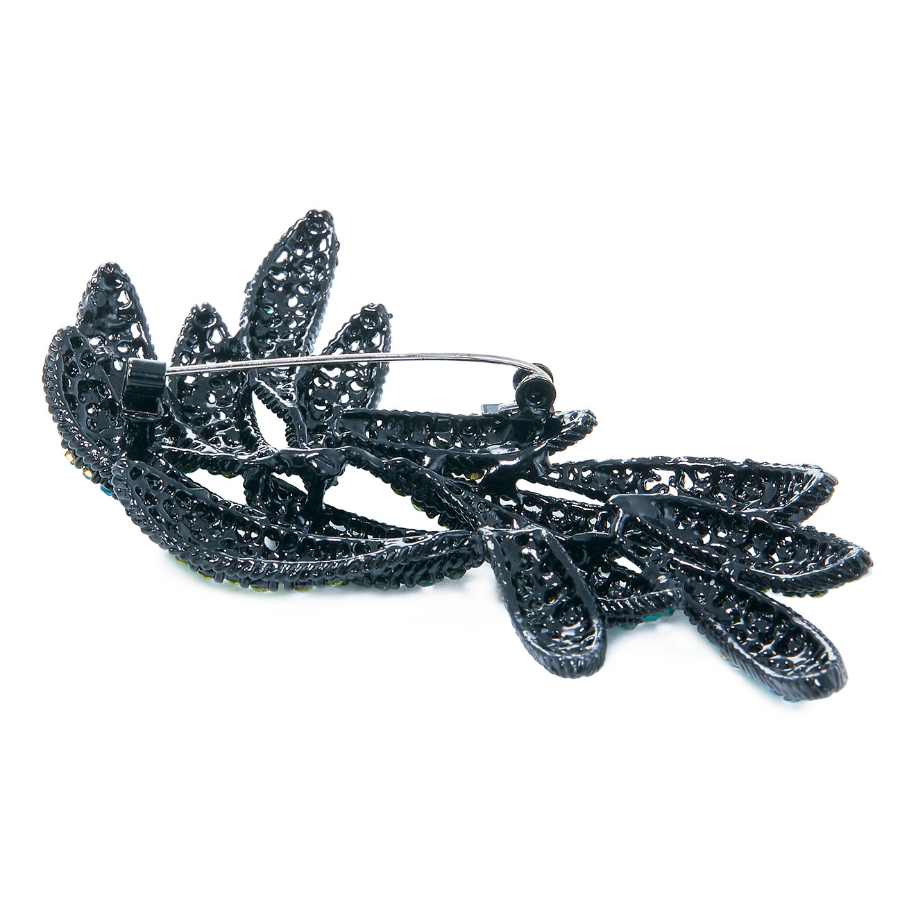 Brooch-branch with green crystals