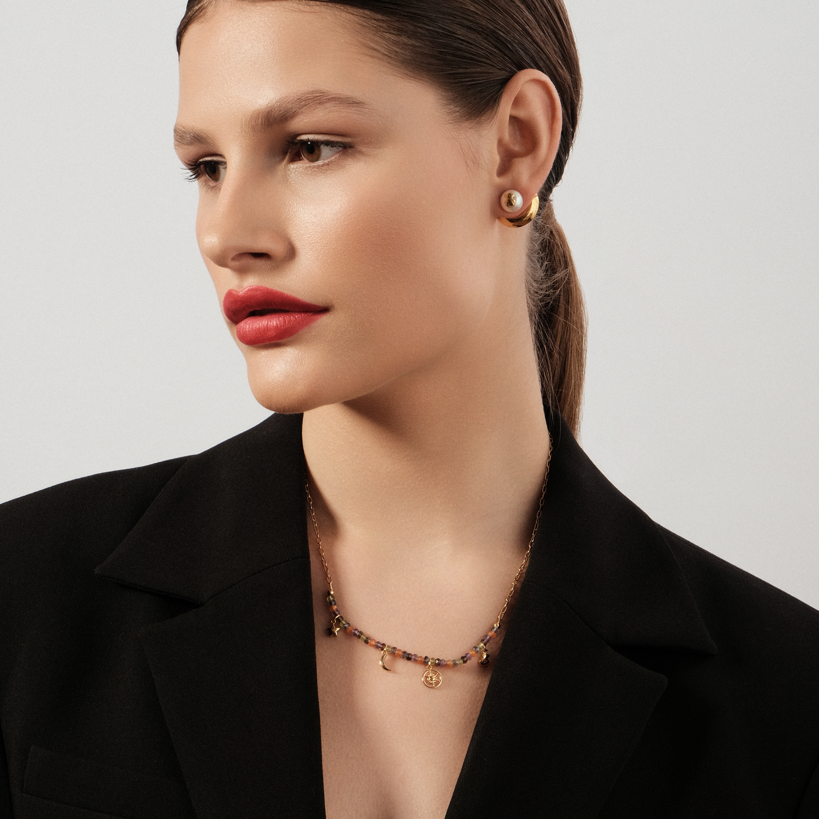 Большие серьги-диски Basics из вермеля с жемчугом