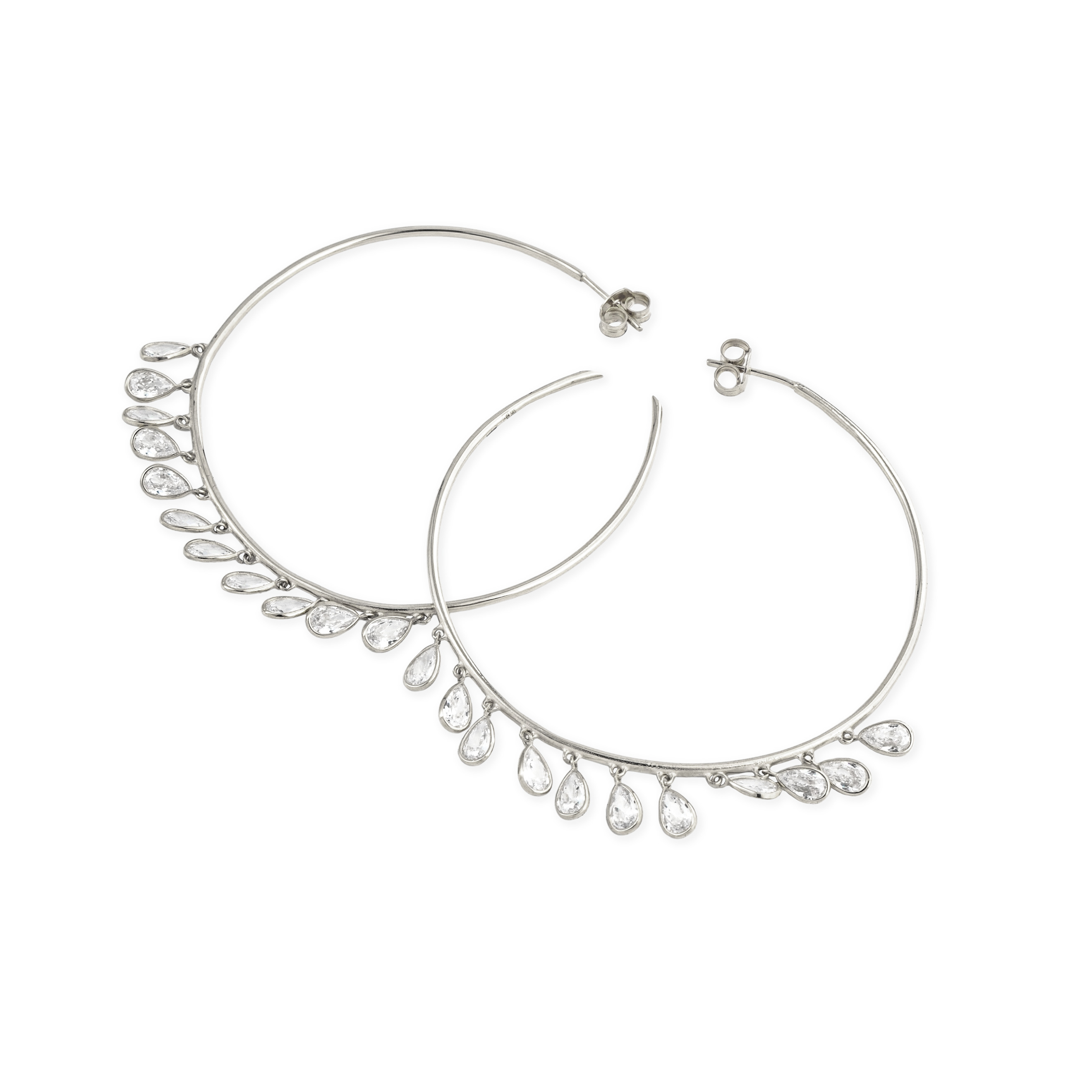 Congo earrings with caste pendants pear in white gold