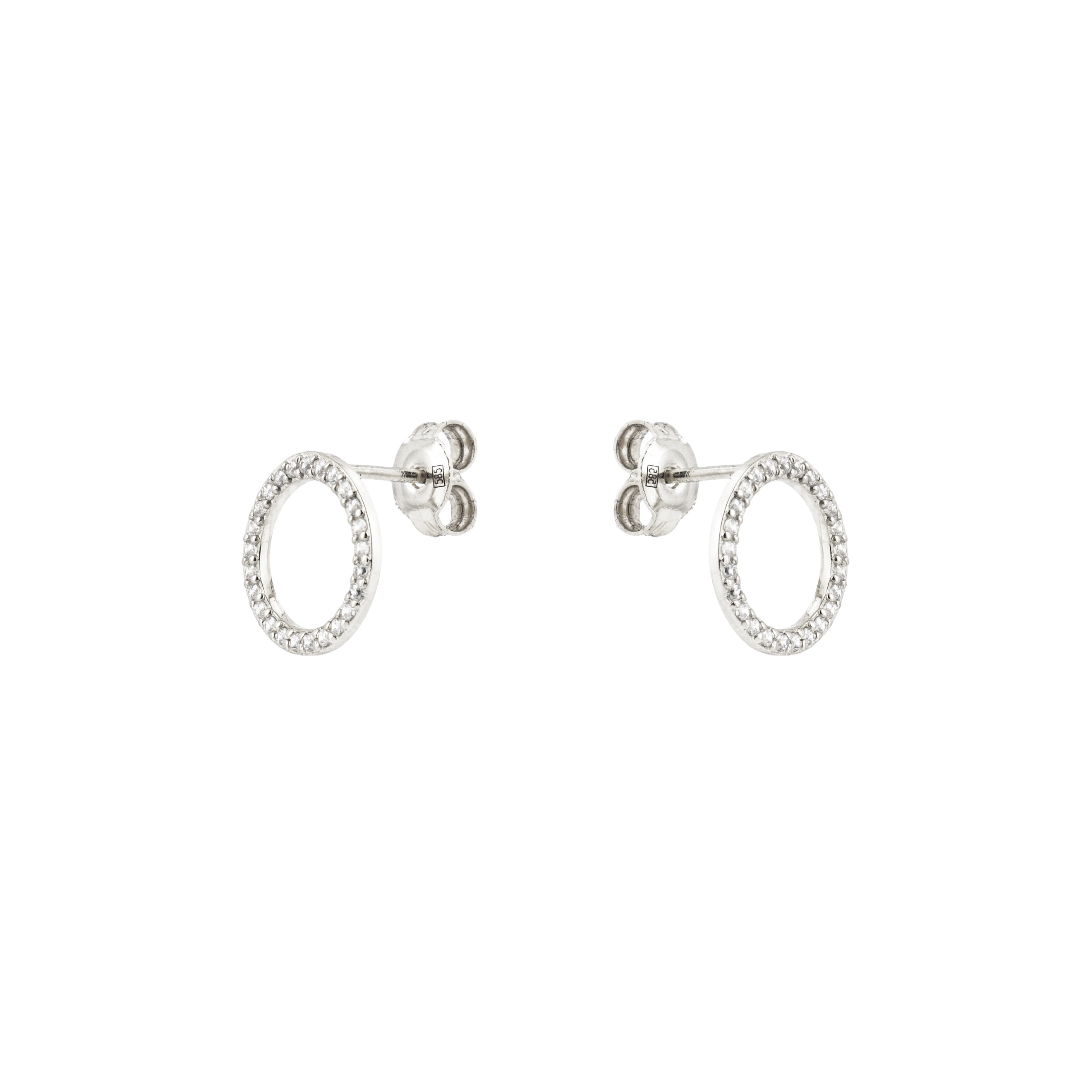 Stud earrings small rings made of white gold