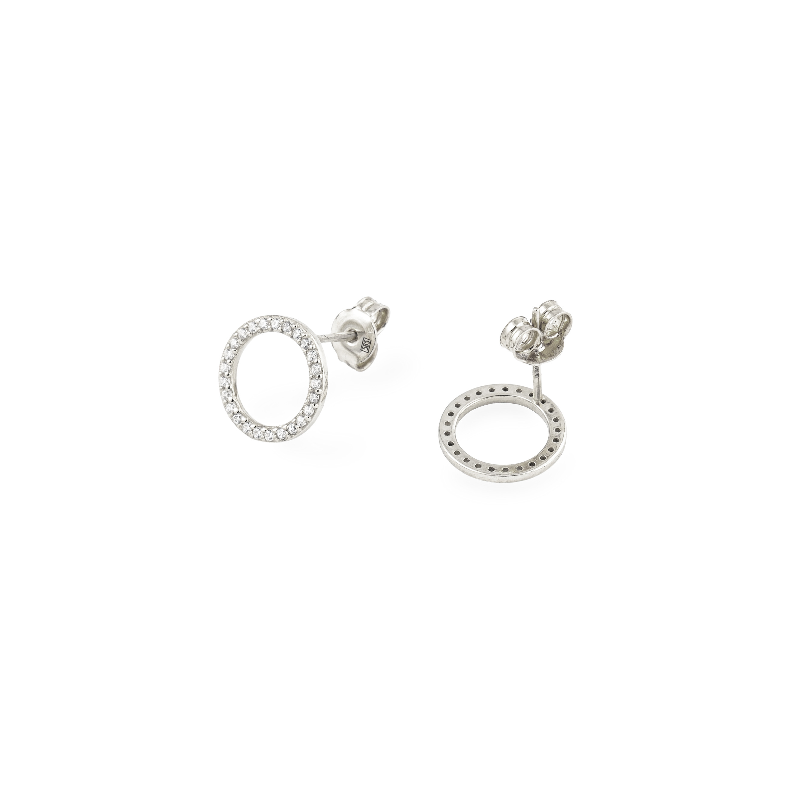 Stud earrings small rings made of white gold