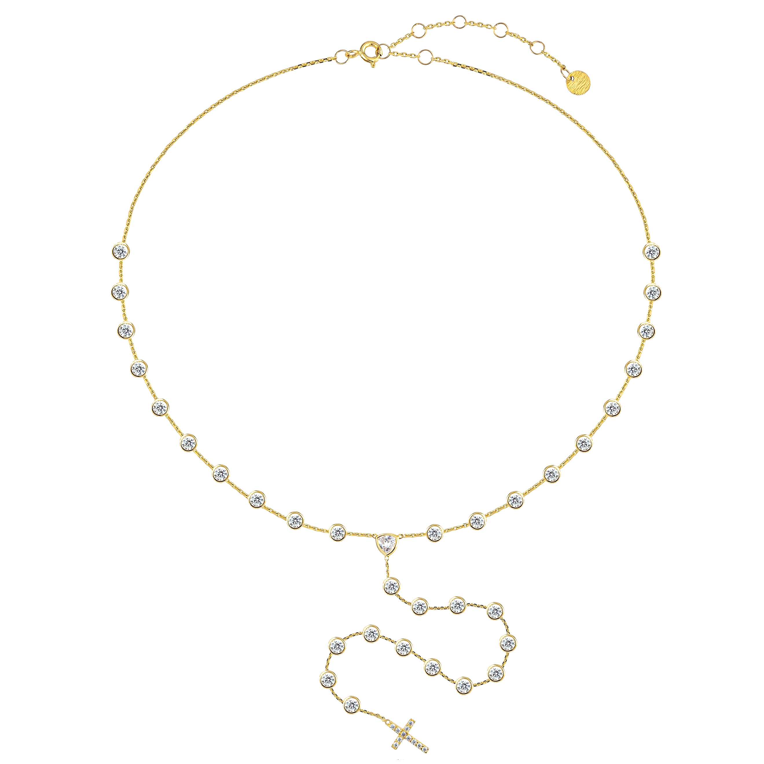 Sautoire with circles from the middle with a connection through a triangular cast of yellow gold
