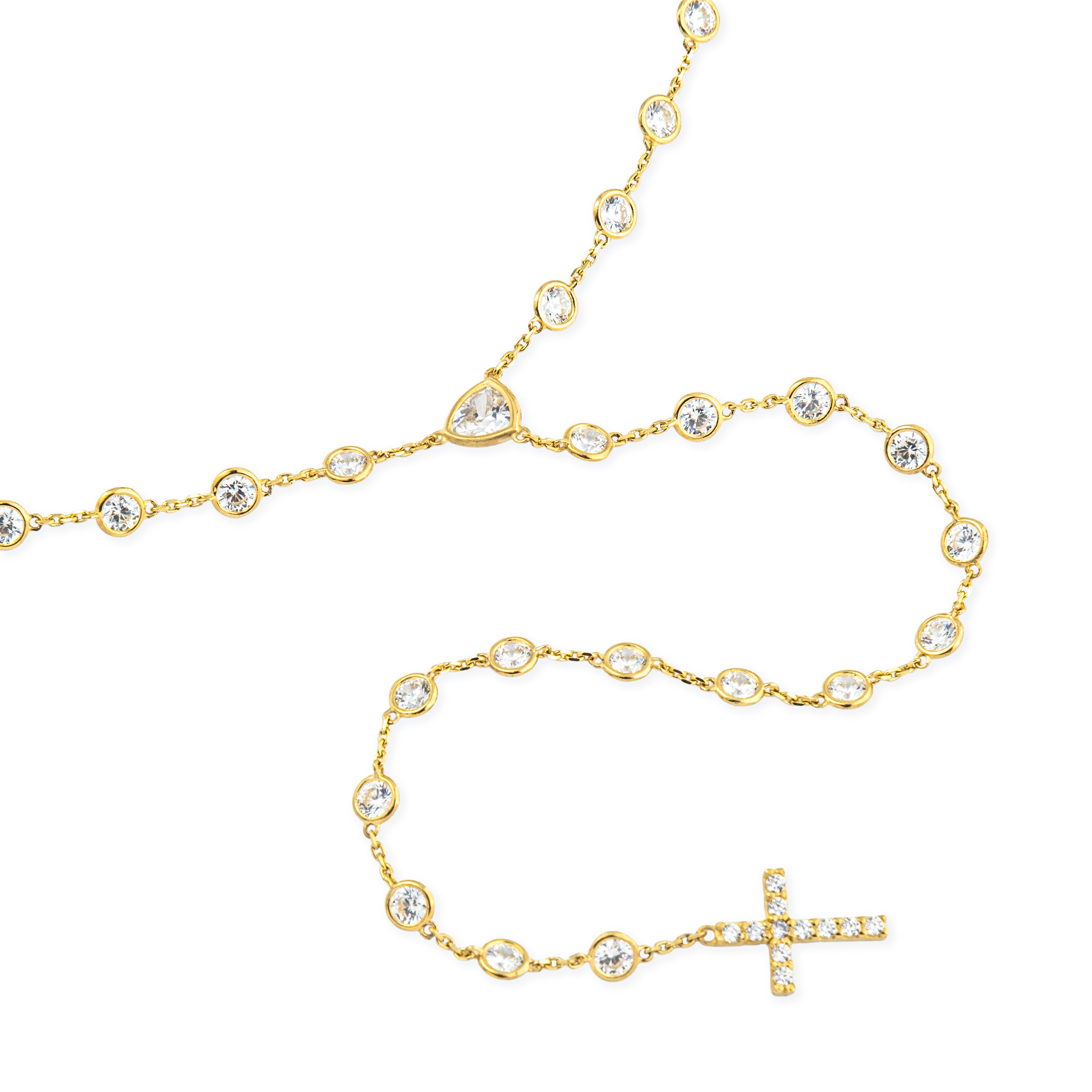 Sautoire with circles from the middle with a connection through a triangular cast of yellow gold