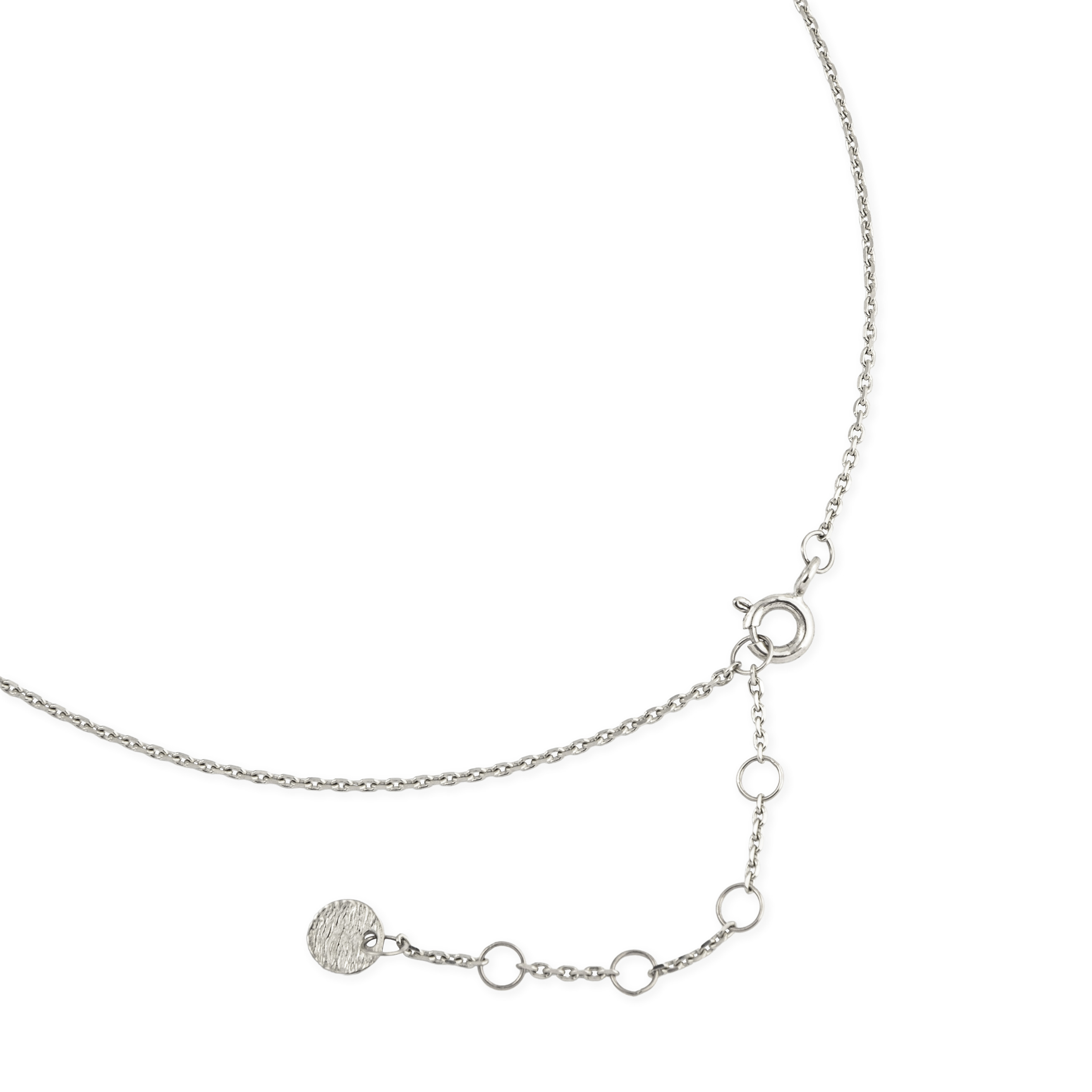Choker with cross, circles and pears in white gold