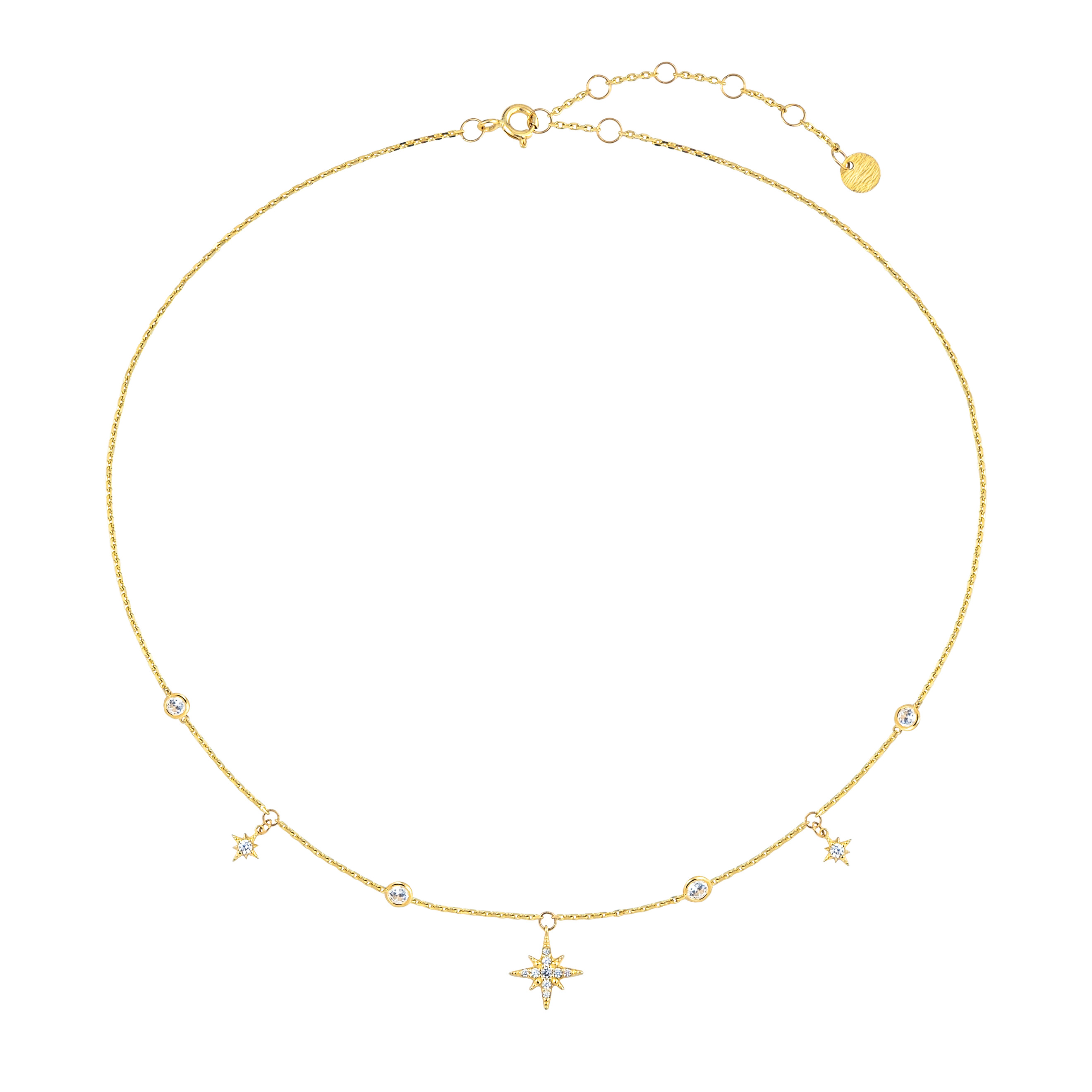 Choker with large and small stars in yellow gold