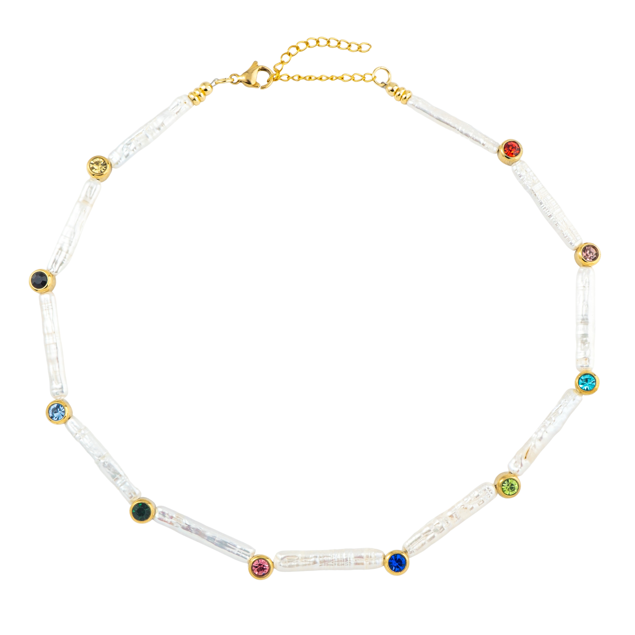 Колье из бусин Seed Bead Колье Сказка из продолговатого жемчуга и фианитов