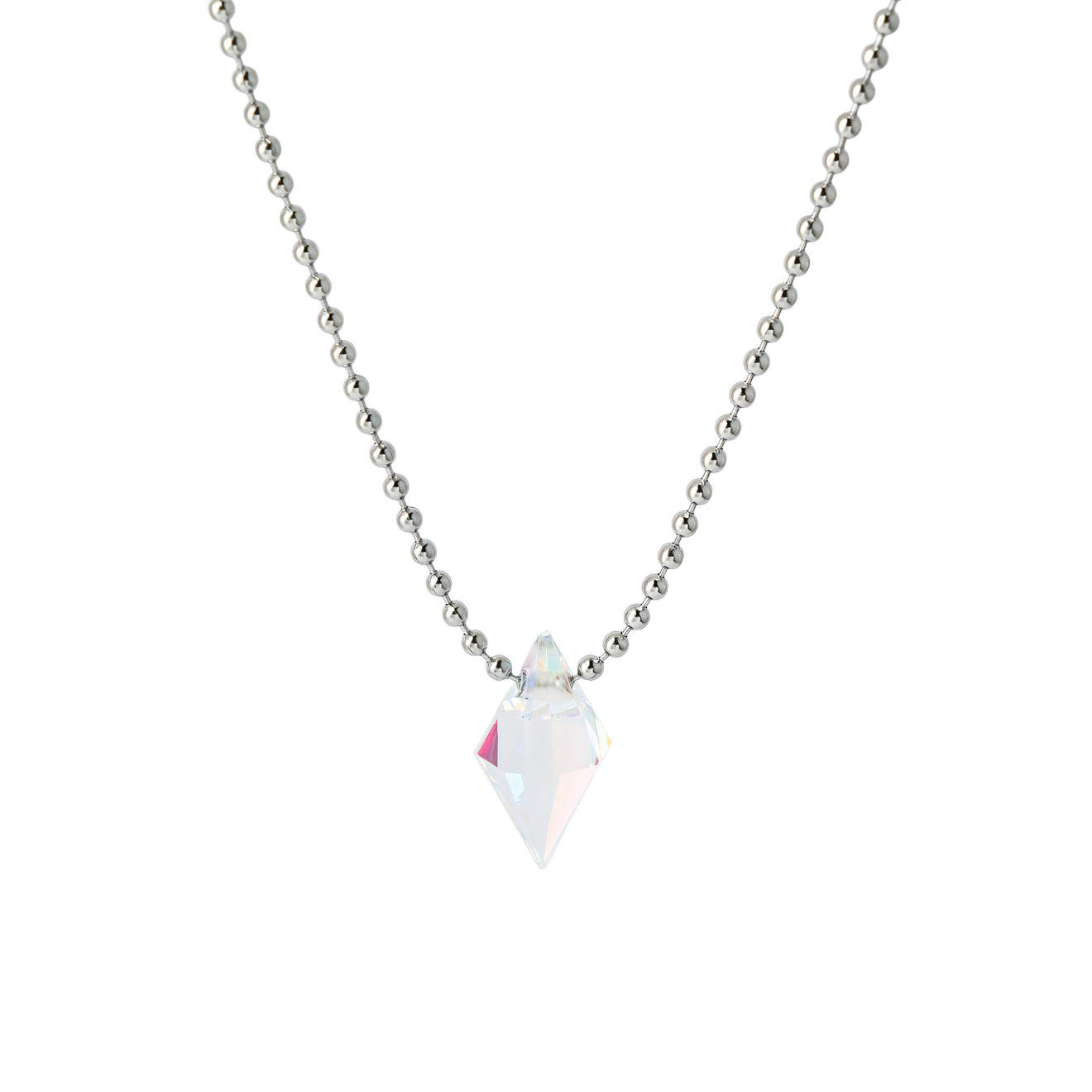 Tsvetnoy Стальная цепочка из шариков с радужным кристаллом