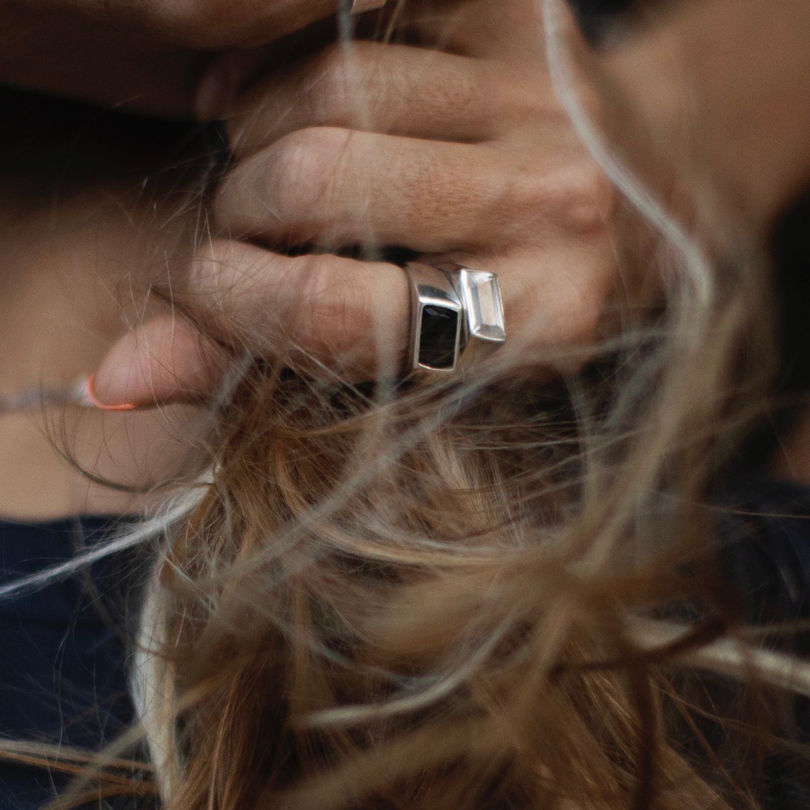 Asymmetric signet ring with onyx