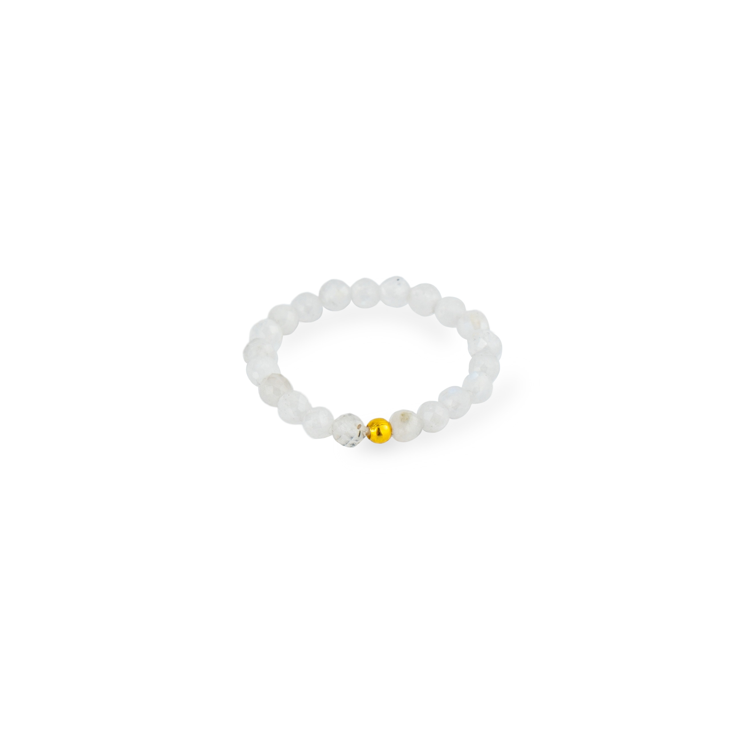 Кольцо из бусин Wisteria Gems Кольцо из лунного камня с золотистой бусиной