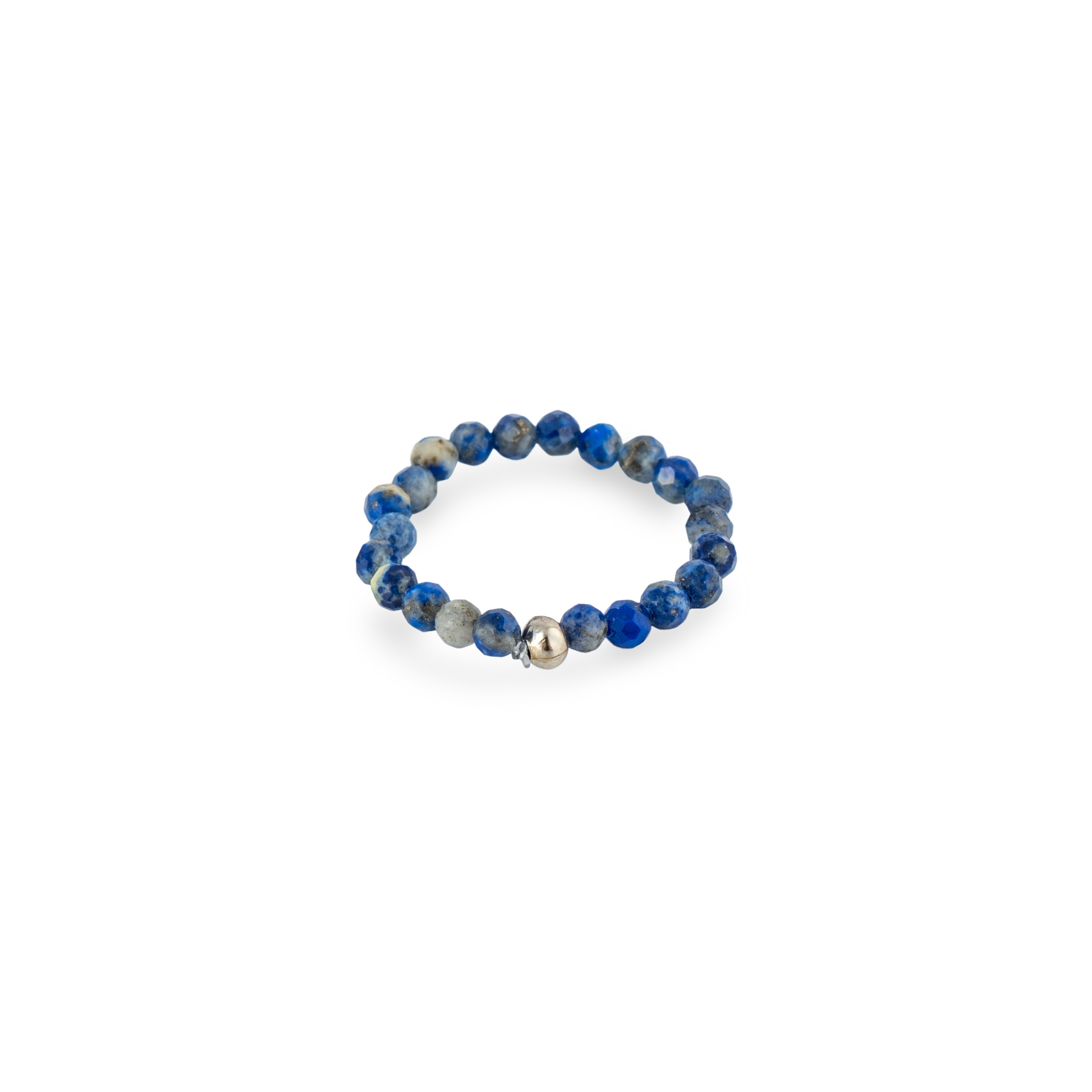 Кольца Wisteria Gems Кольцо из лазурита с серебристой бусиной