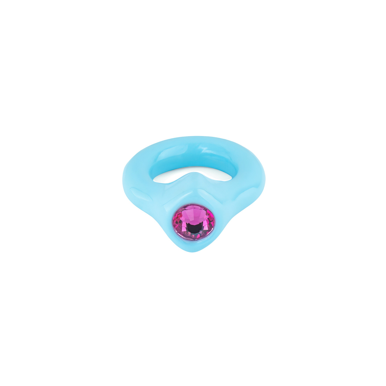 de.formee Кольцо светло-голубого цвета с кристаллом цвета фуксия de formee кольцо фиолетового цвета с жемчугом и кристаллом желтого цвета