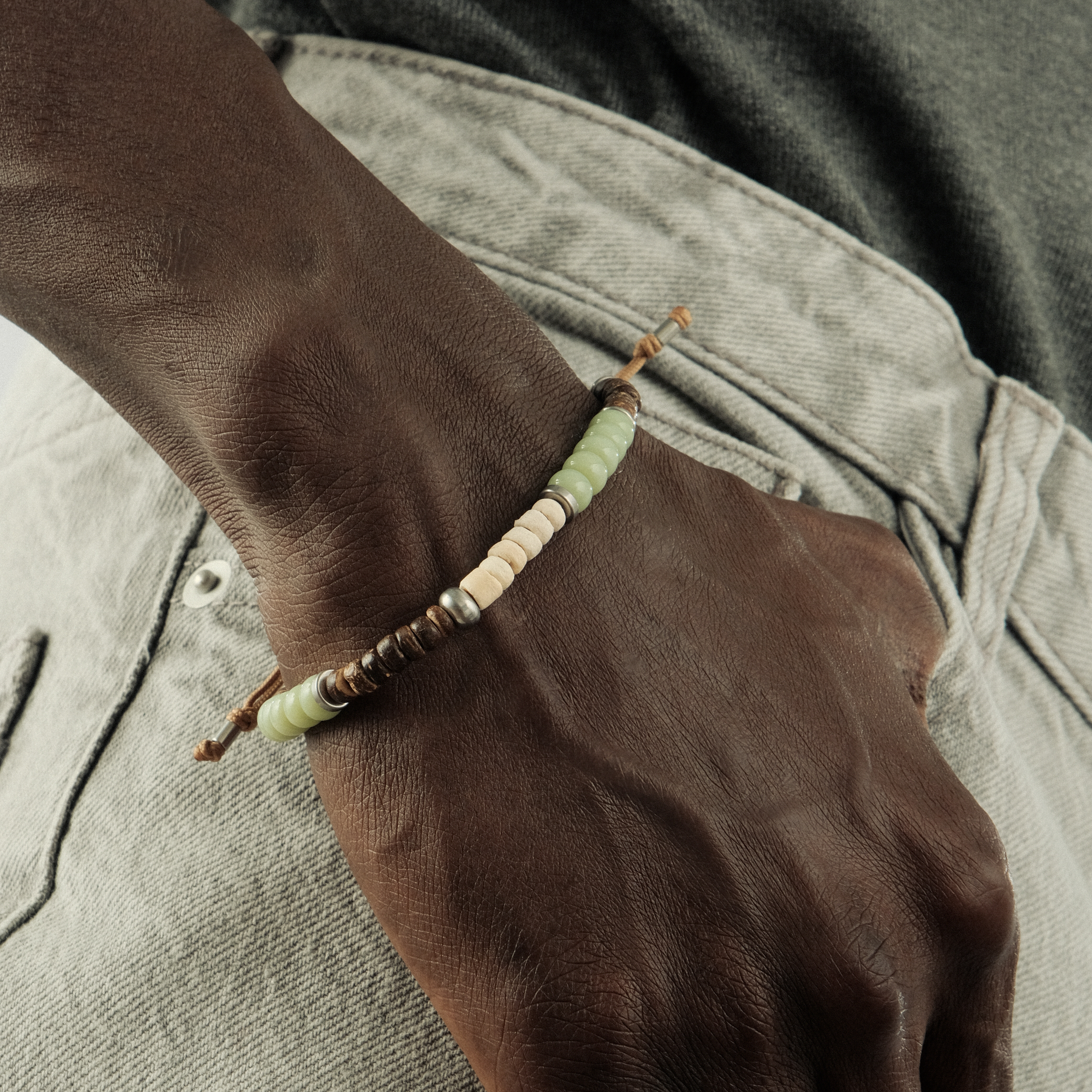 Bracelet with beads made of wood