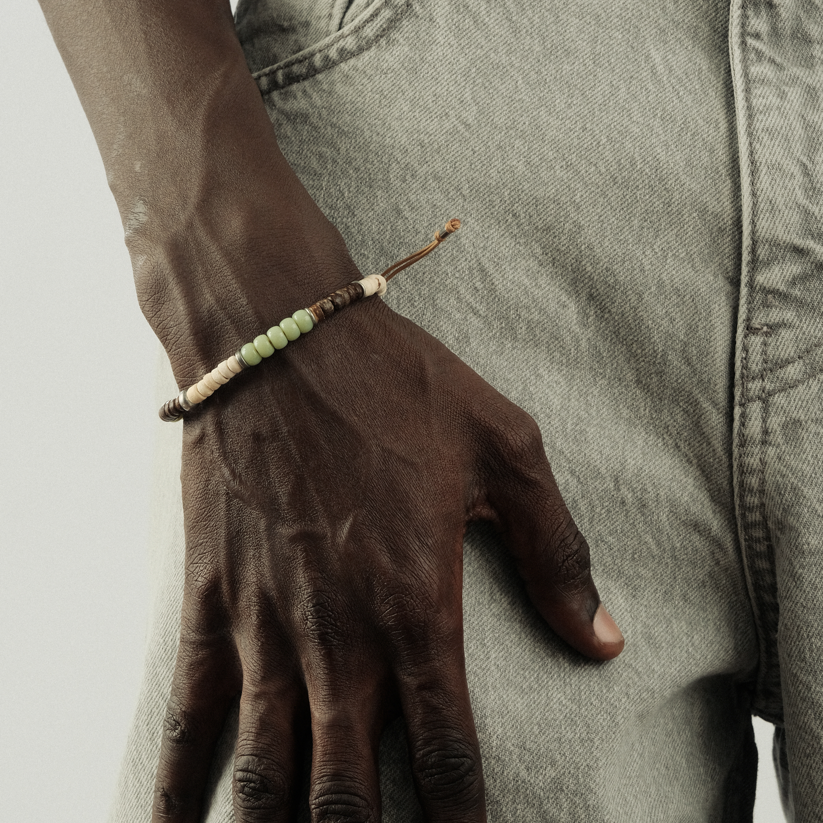 Bracelet with beads made of wood