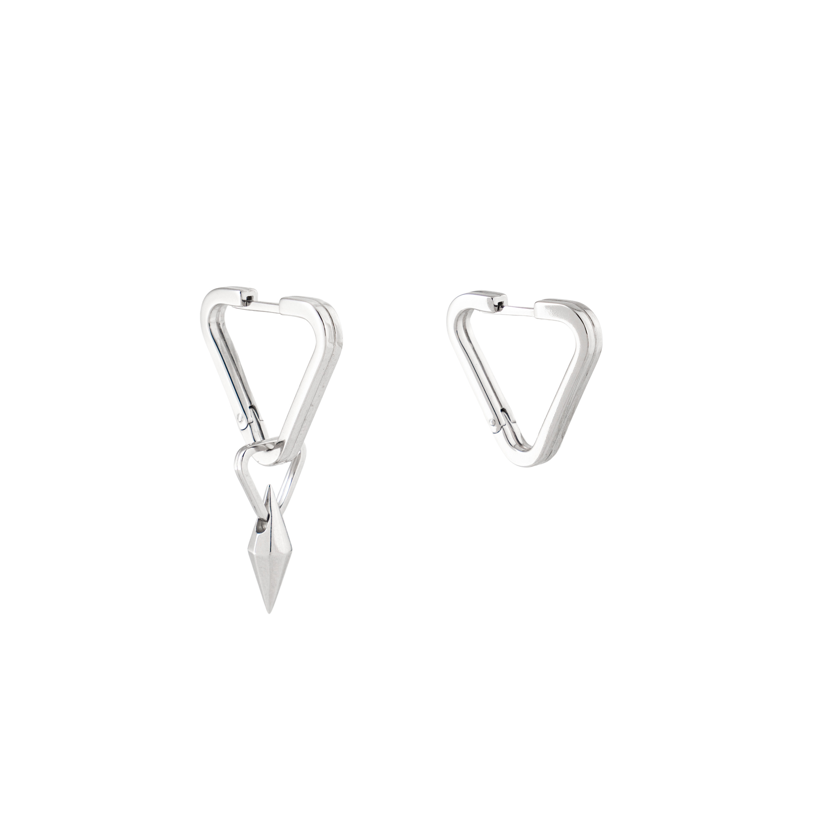 Hoops made of silver with a silver crystal pendant