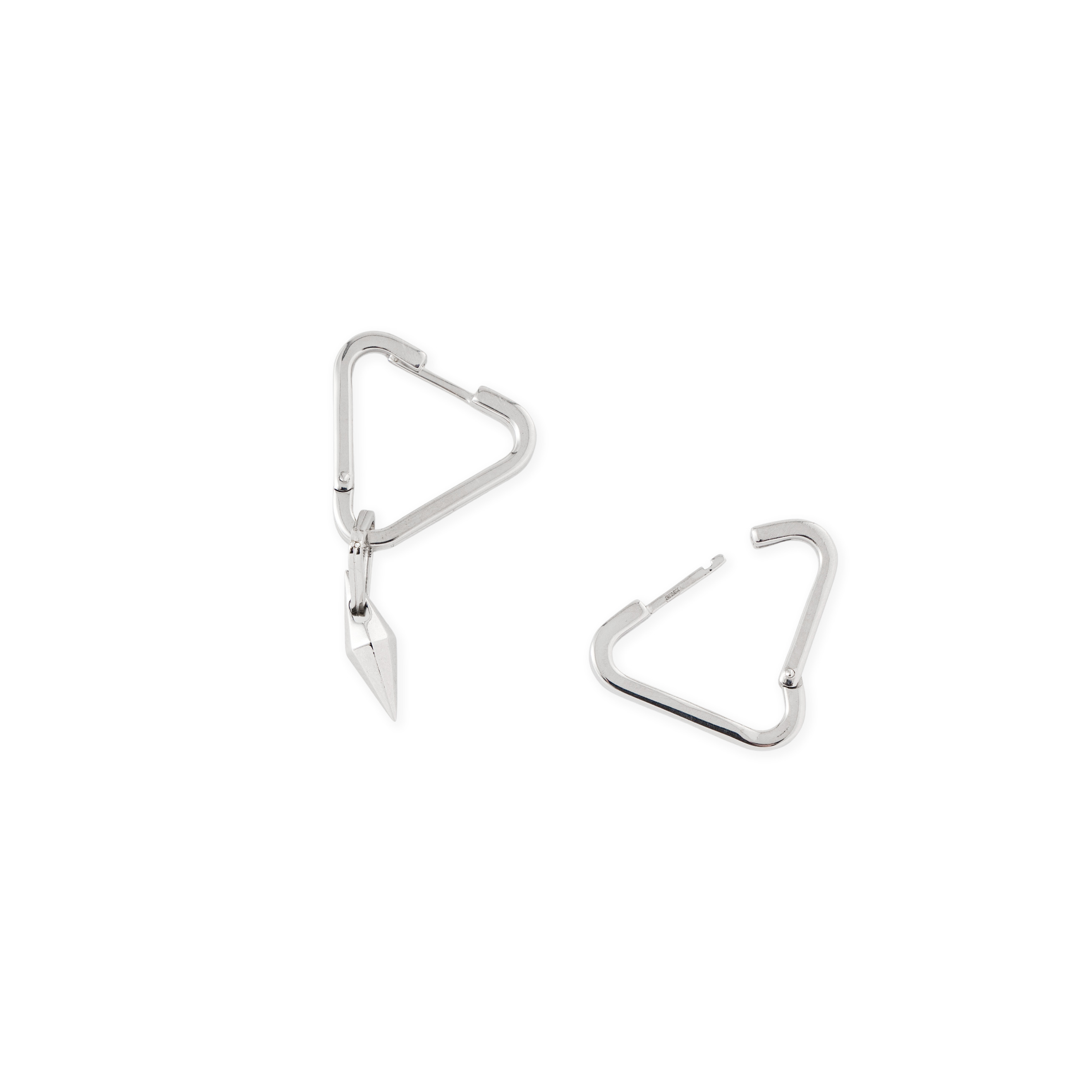 Hoops made of silver with a silver crystal pendant