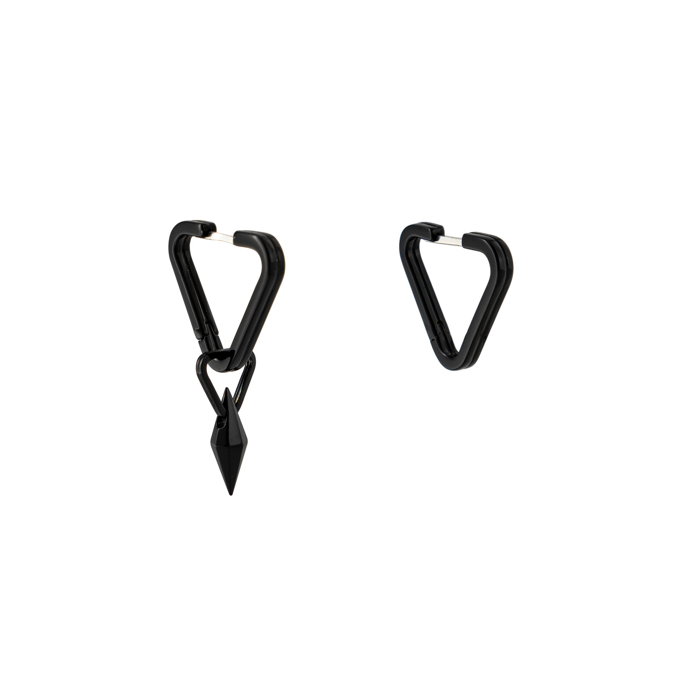 Tsvetnoy Хупы из серебра, покрытые черной нанокерамикой, с черной подвеской-кристаллом