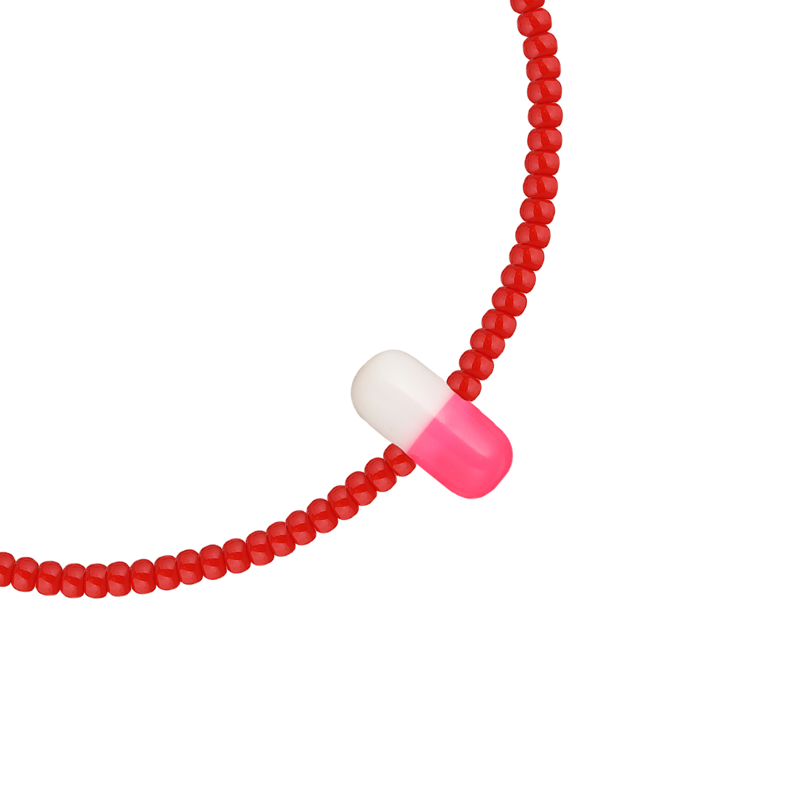 Red bracelet with pink pill