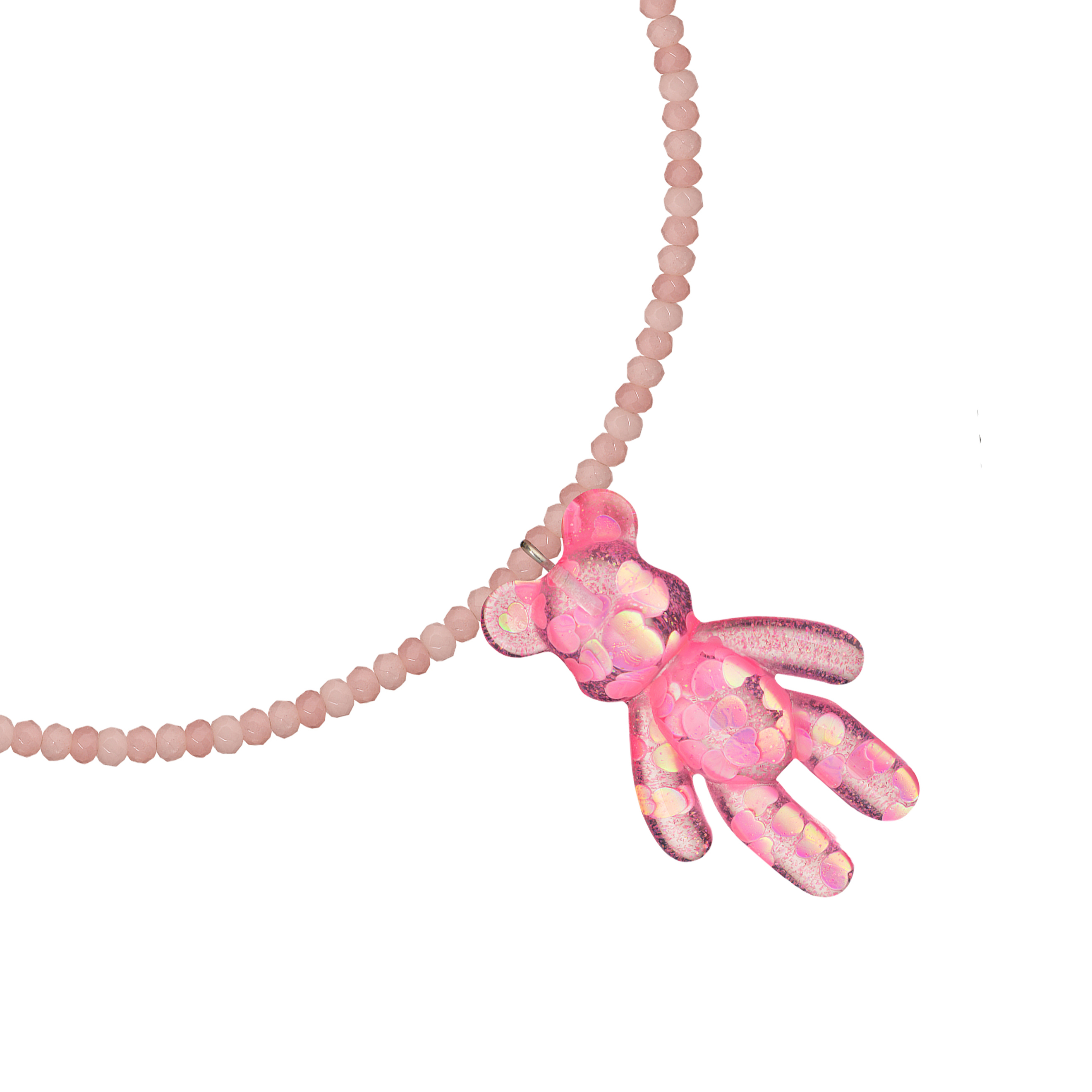 Pink Confetti Bear Necklace