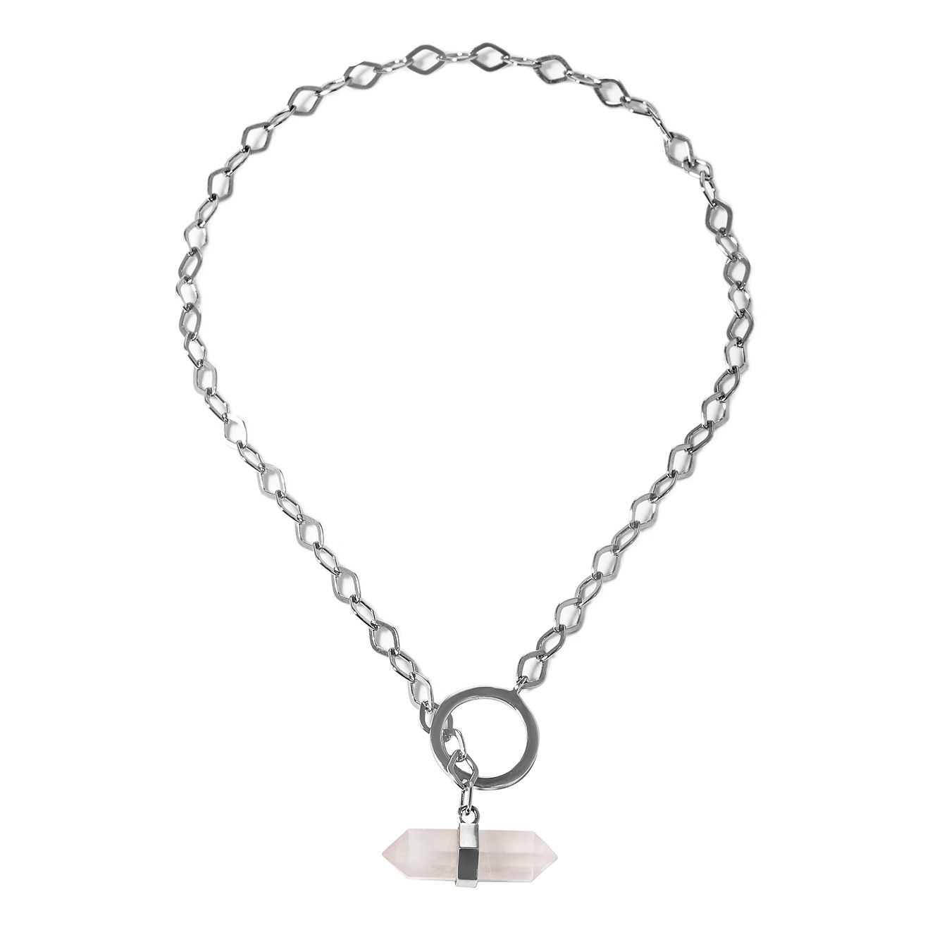 Choker-silver chain with rose quartz