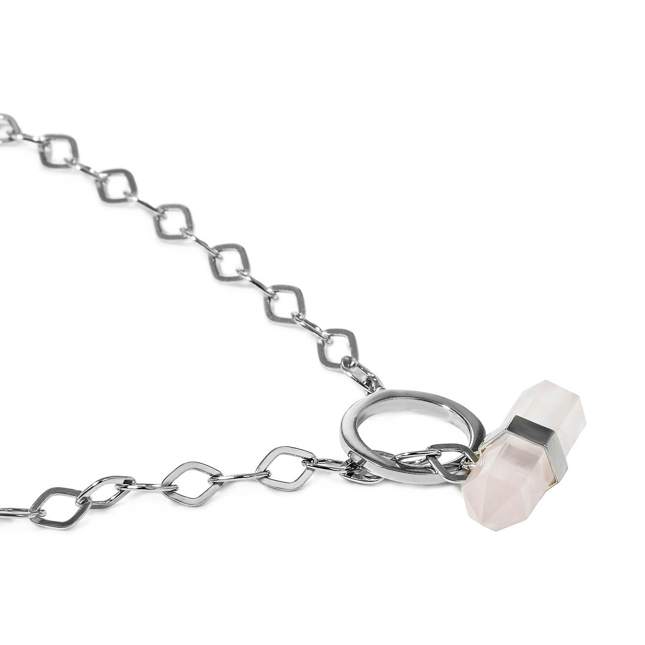 Choker-silver chain with rose quartz