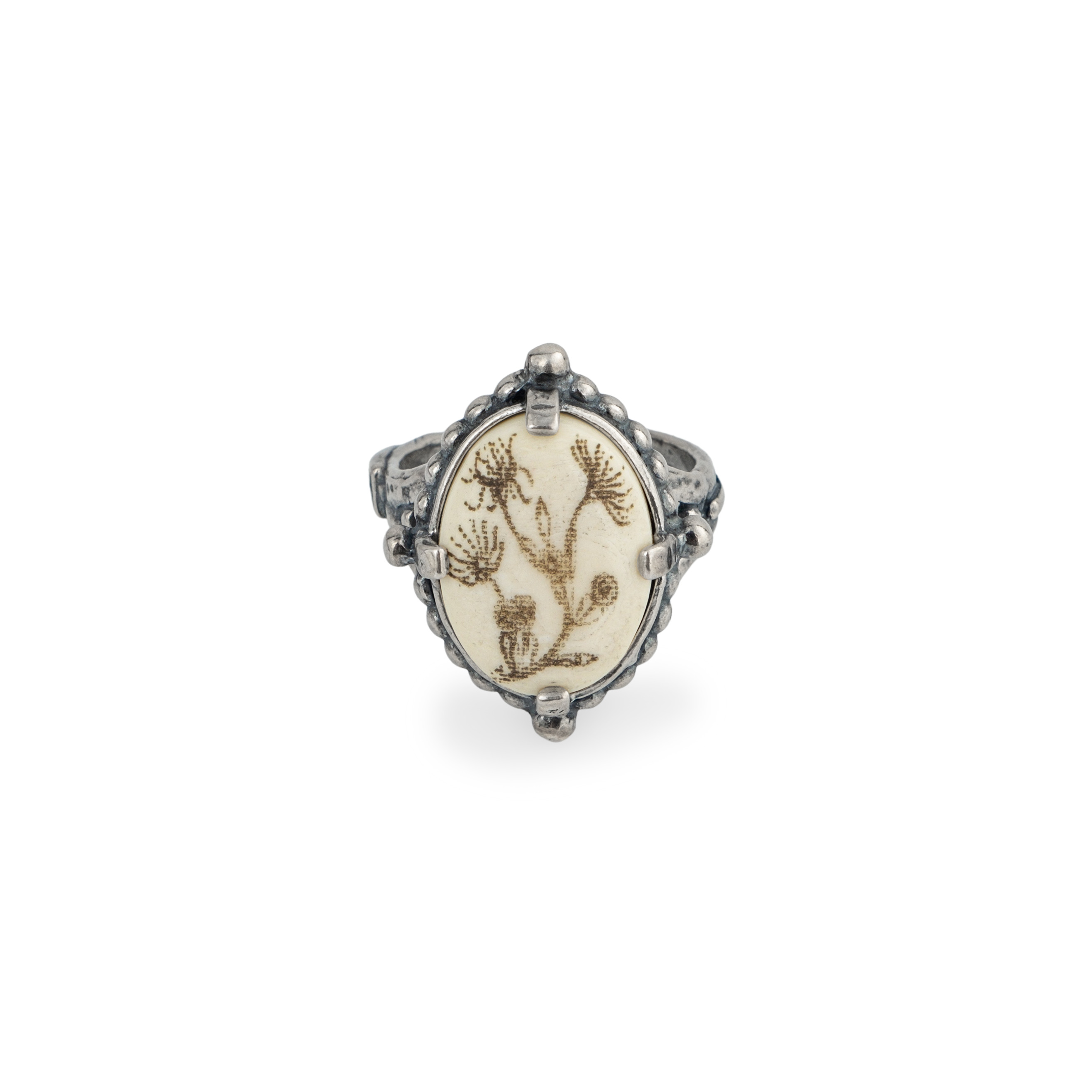 Кольца Gem Kingdom Серебряное кольцо с гравированной костью