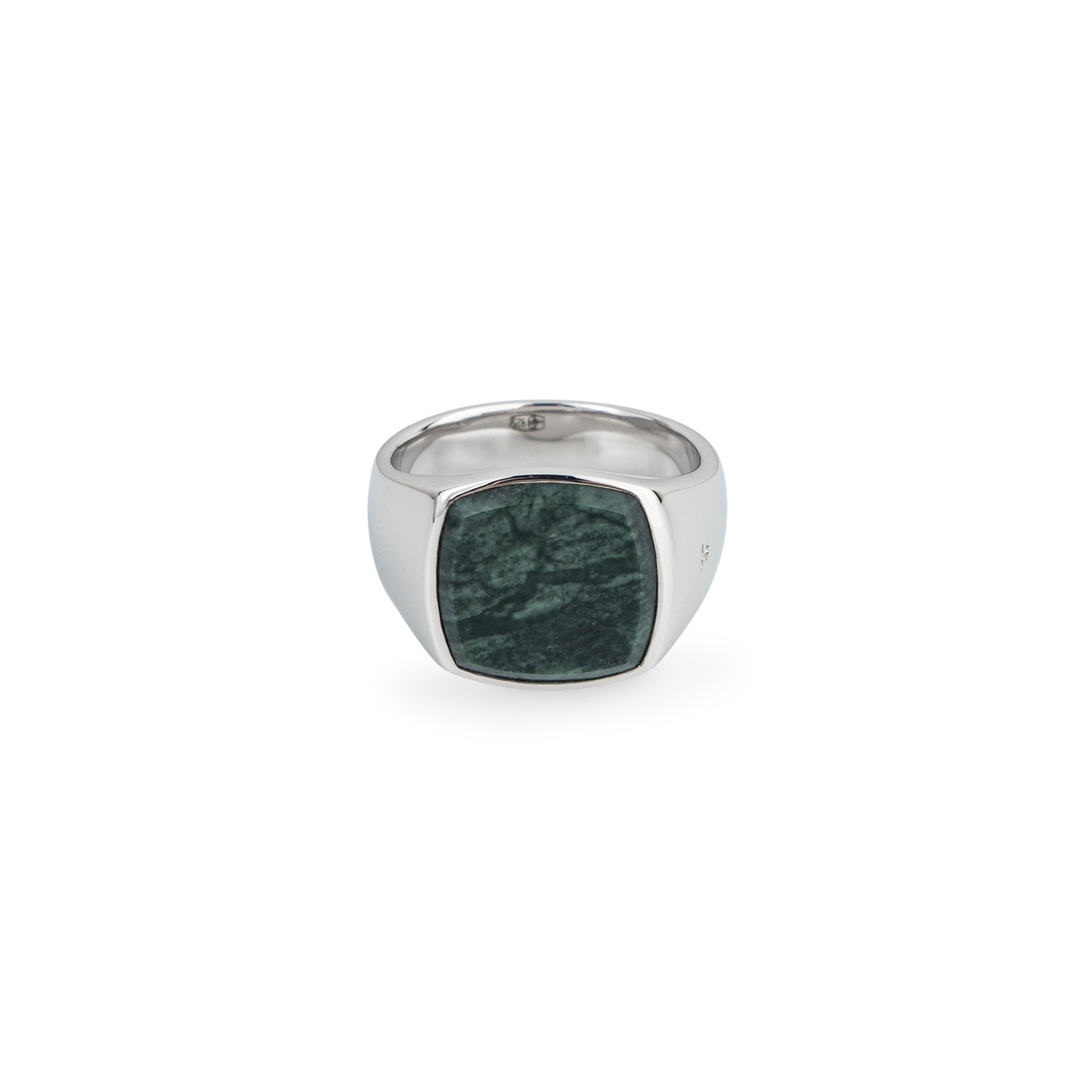 цена Tom Wood Серебряное кольцо Cushion Green Marble