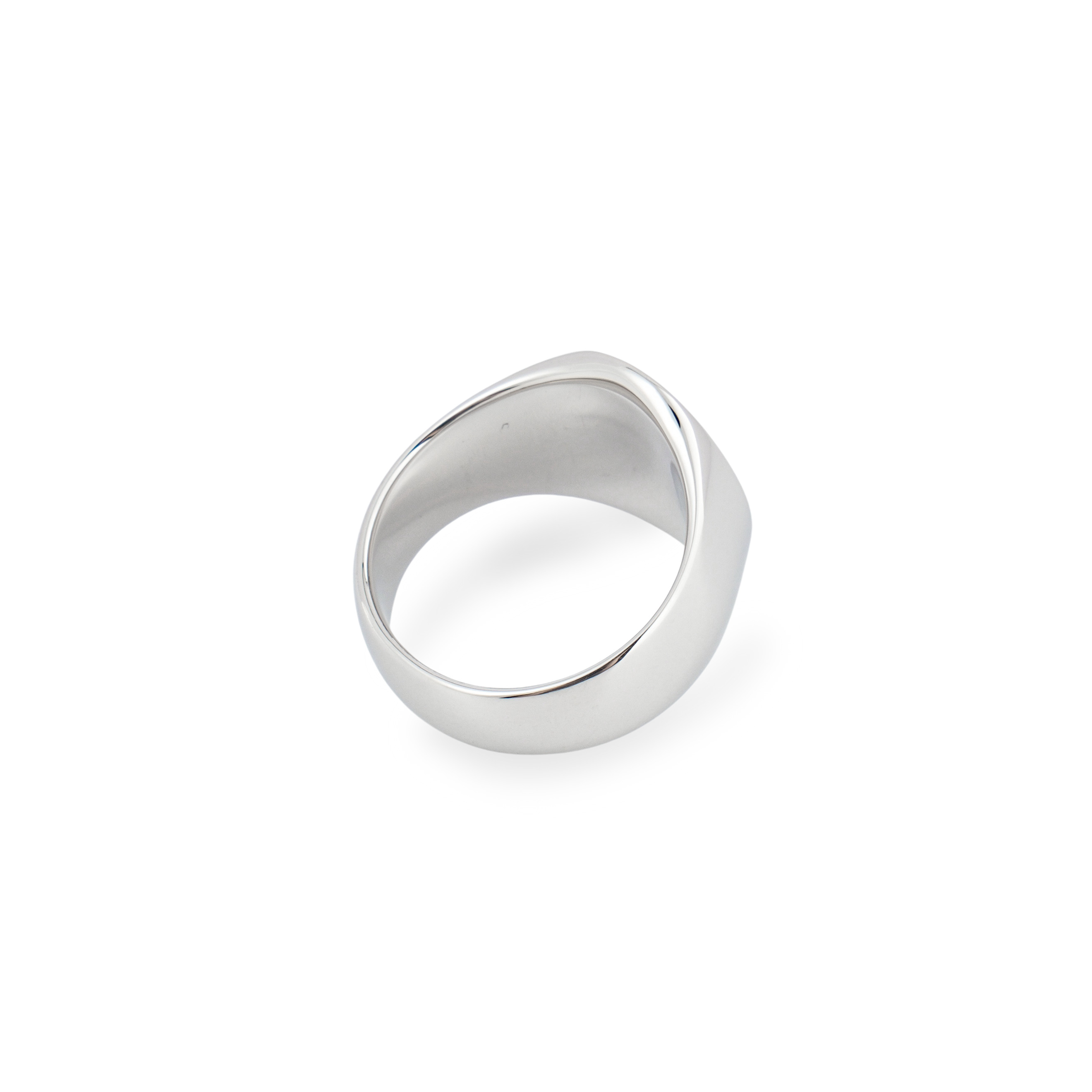 Pinkie Oval Silver Ring with Black Spinel