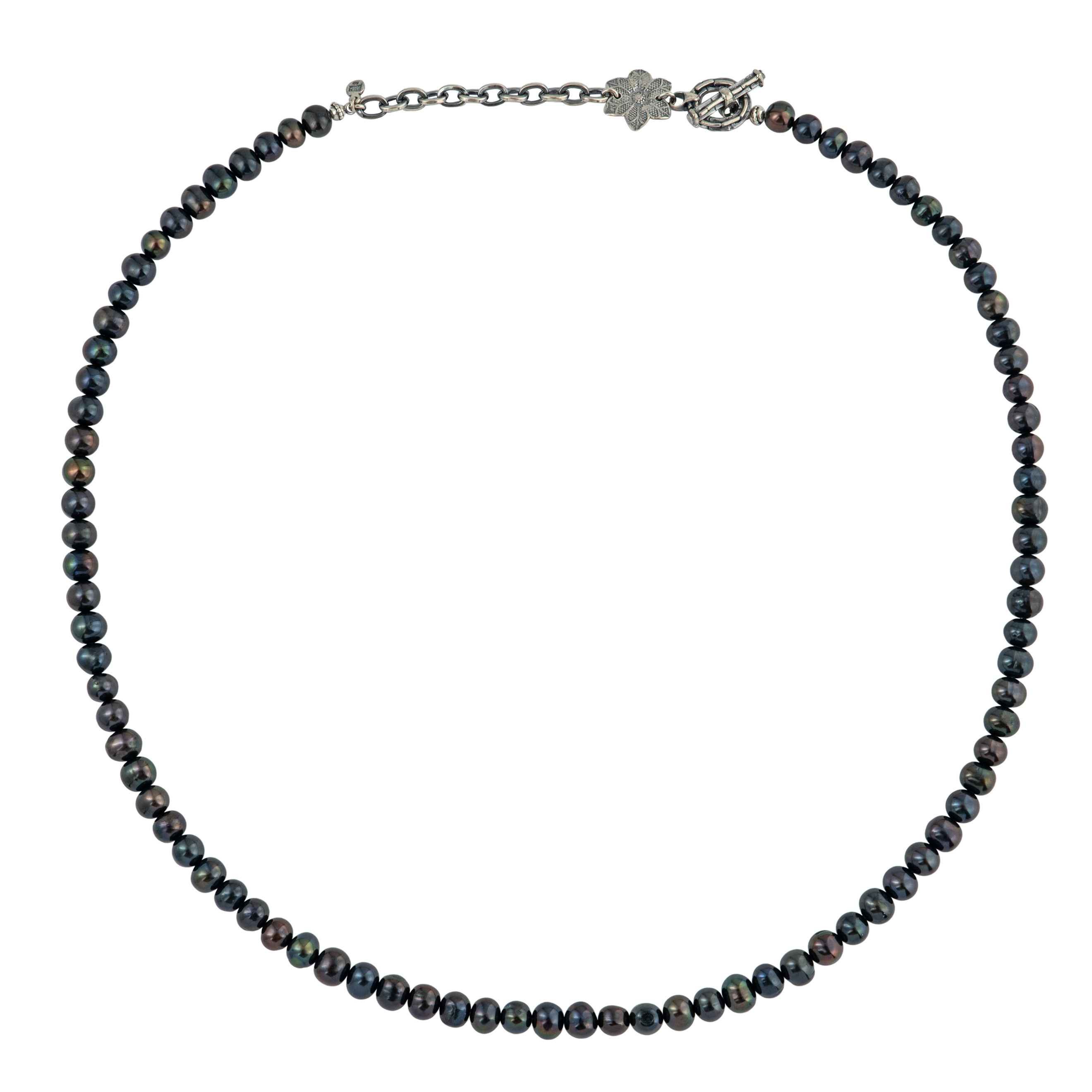 Серебряное колье из черного жемчуга