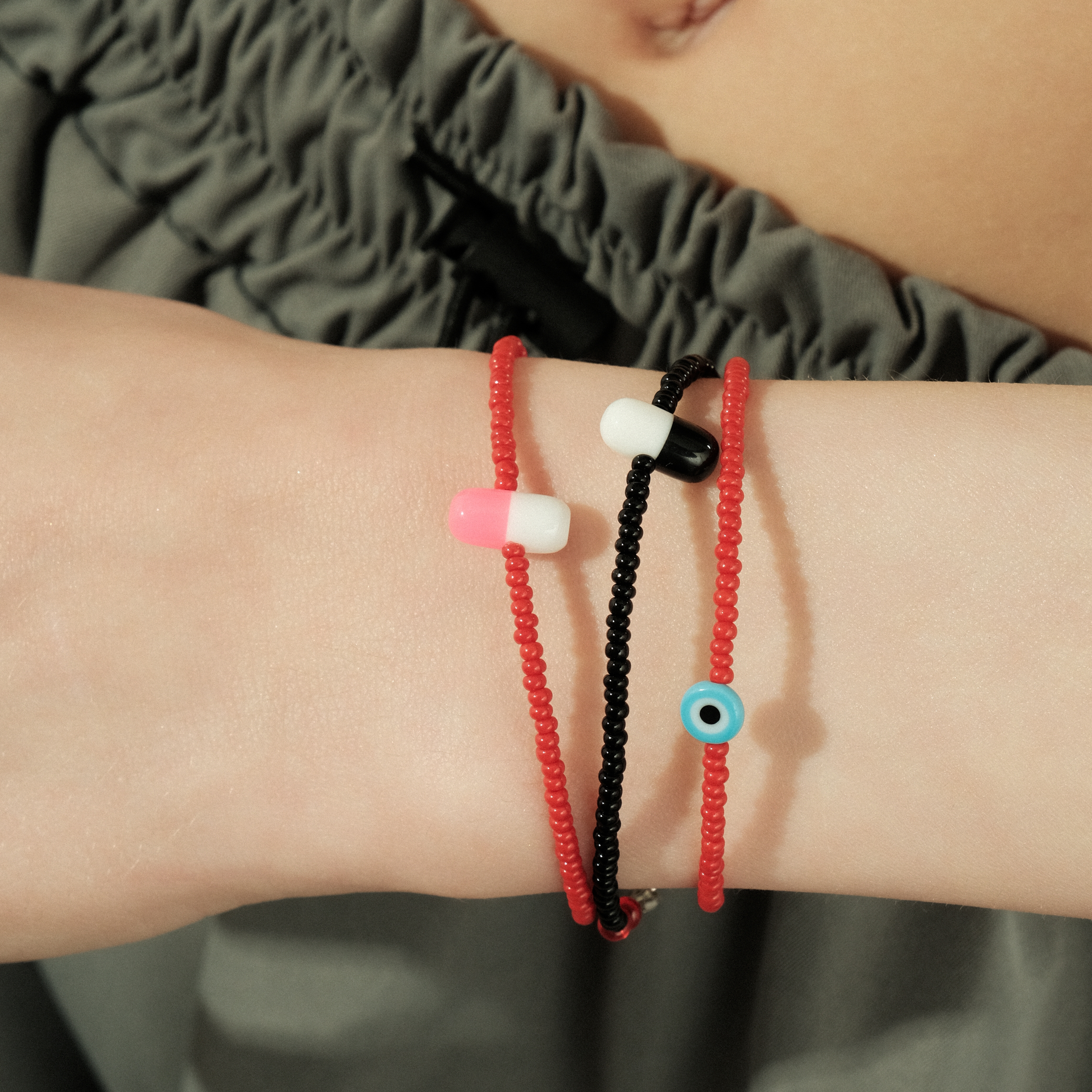 Bracelet made of red beads with an eye