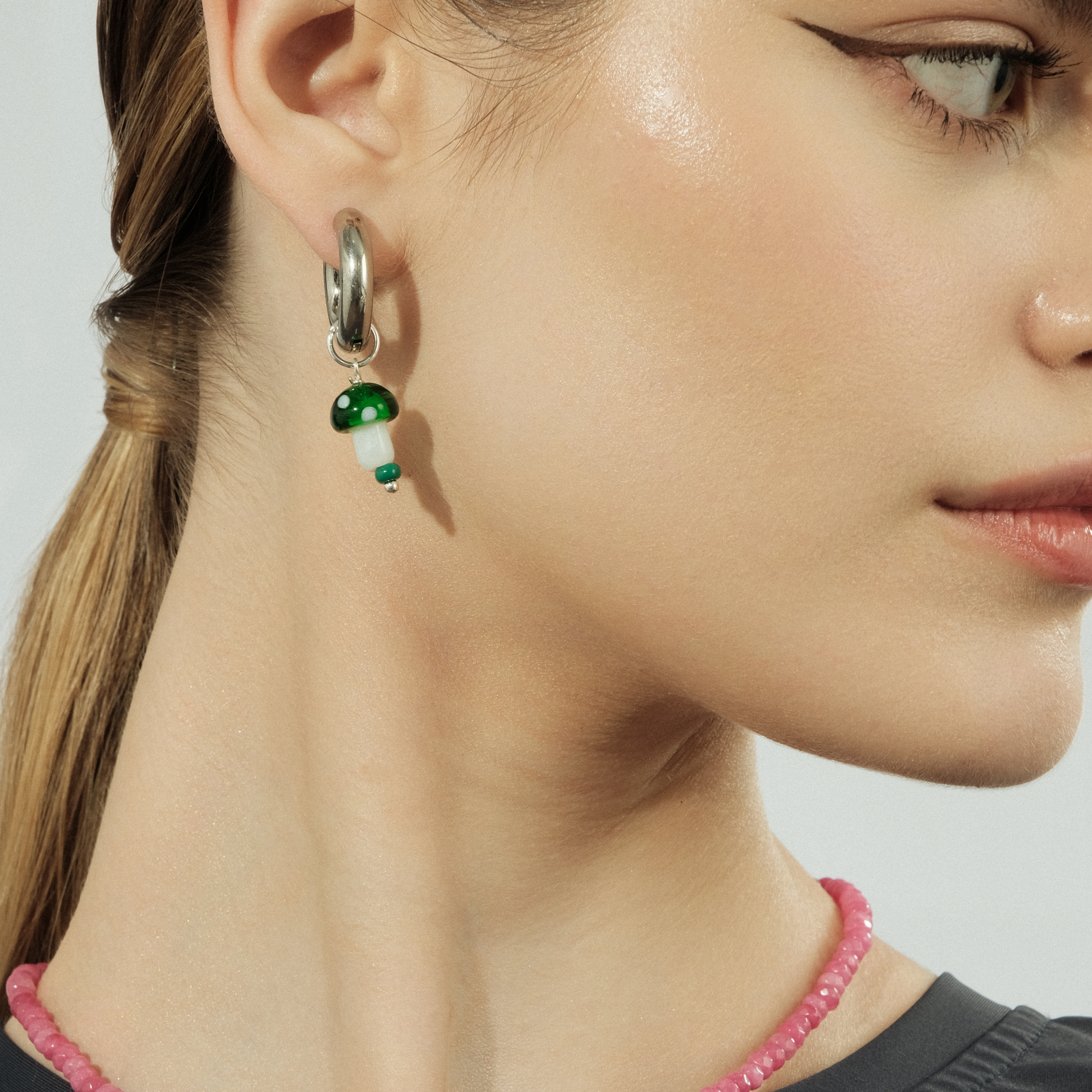Green Mushroom Single Earring