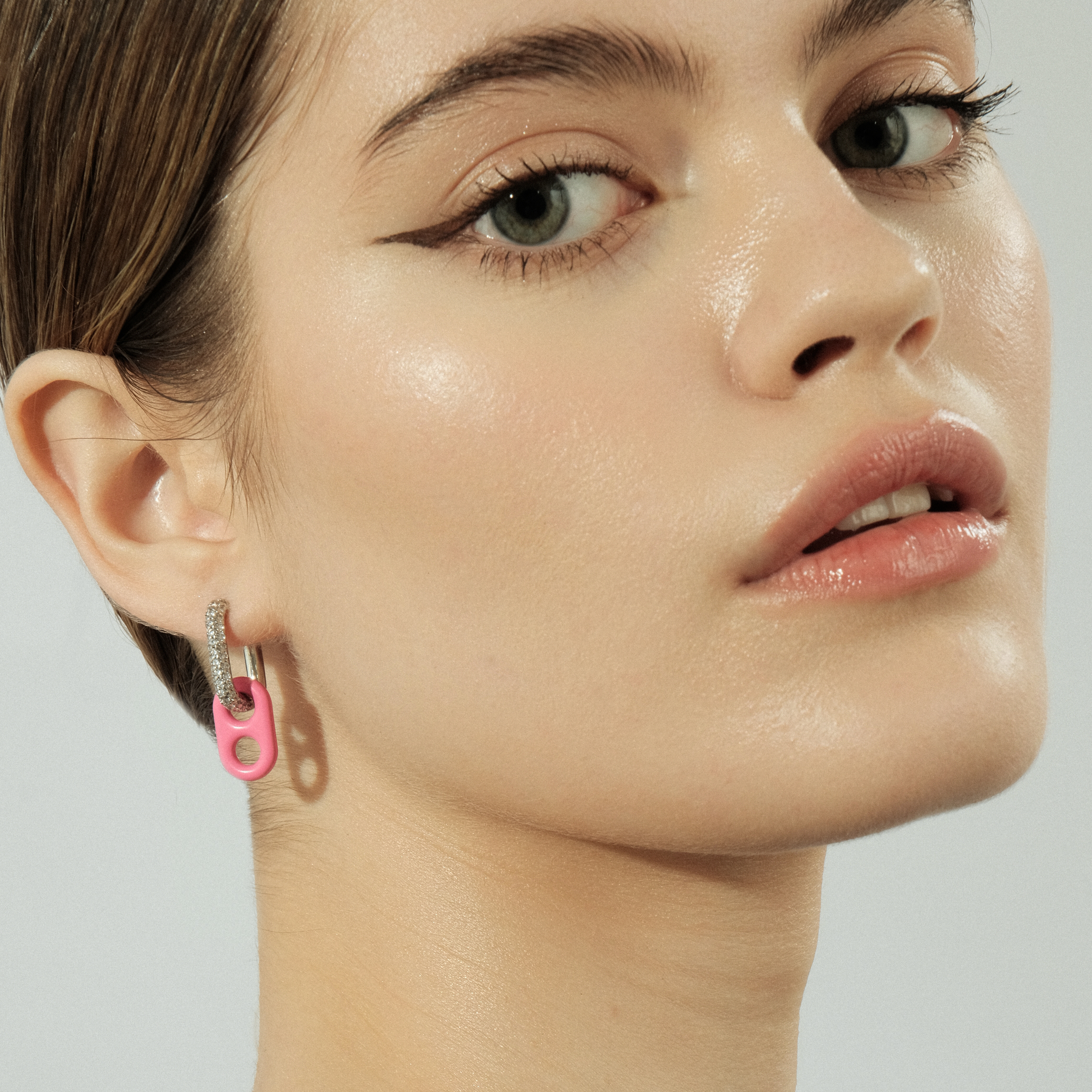 Earring with Pink Coffee Bean