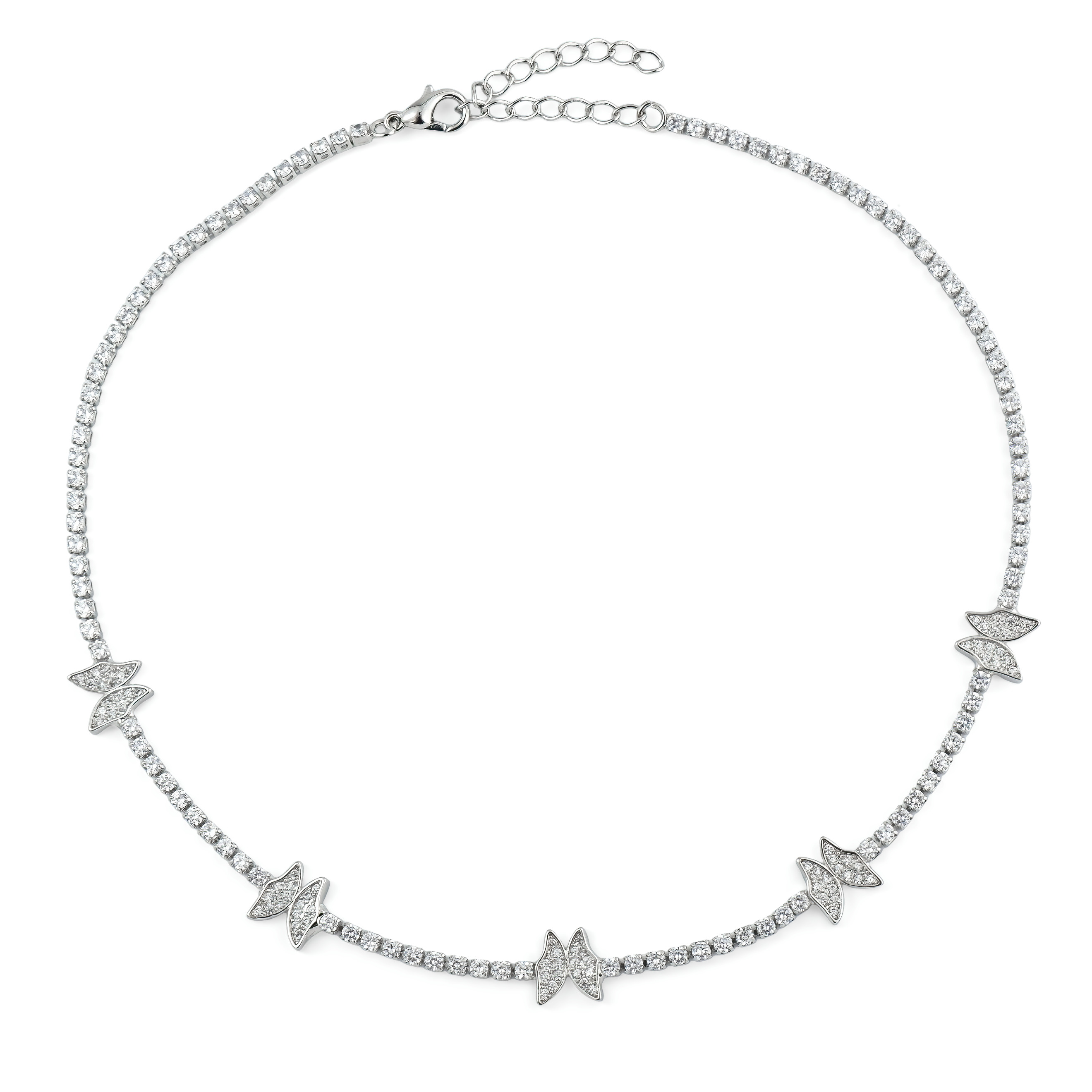 Silver butterfly pendant completely covered with crystals