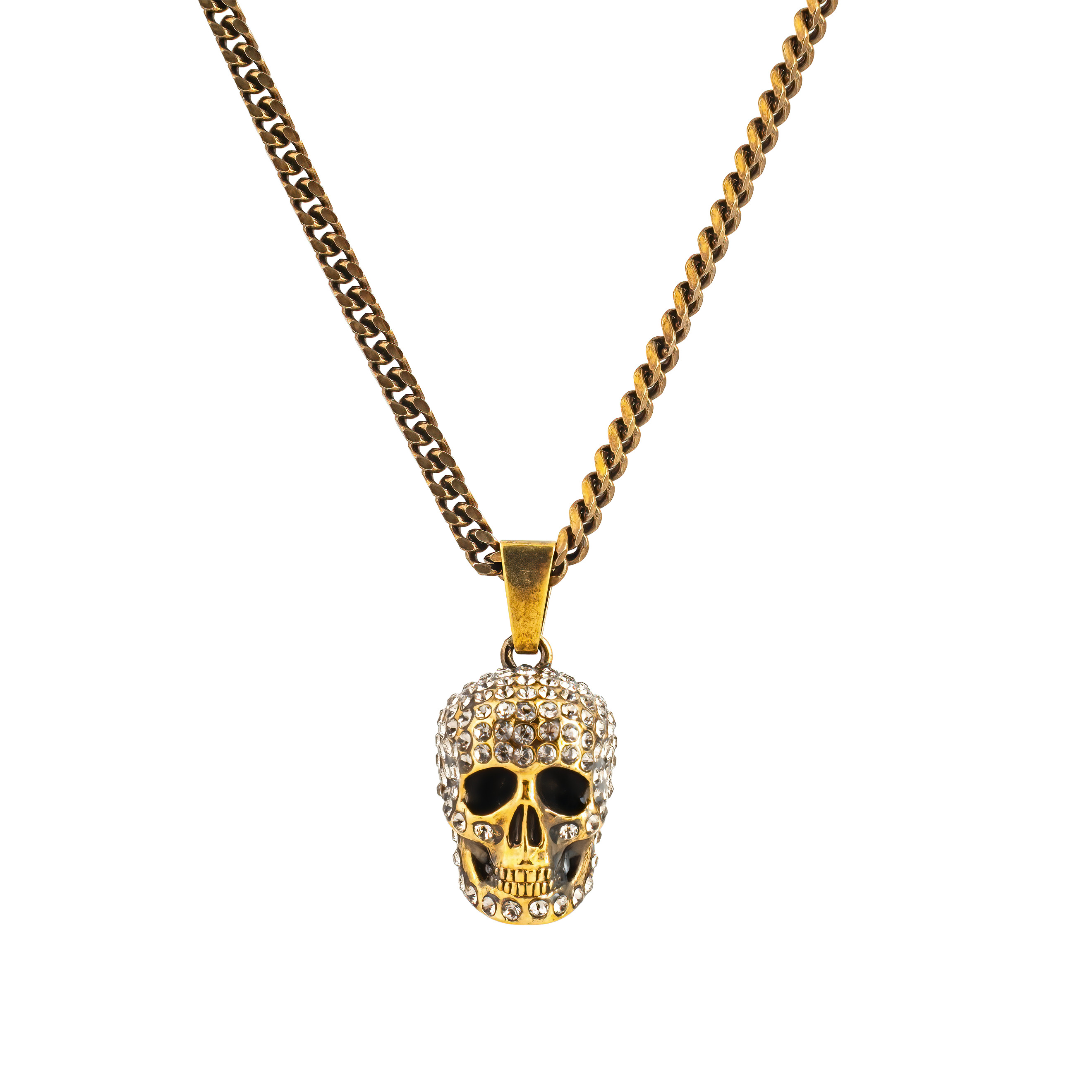 Golden Skull necklace with crystals