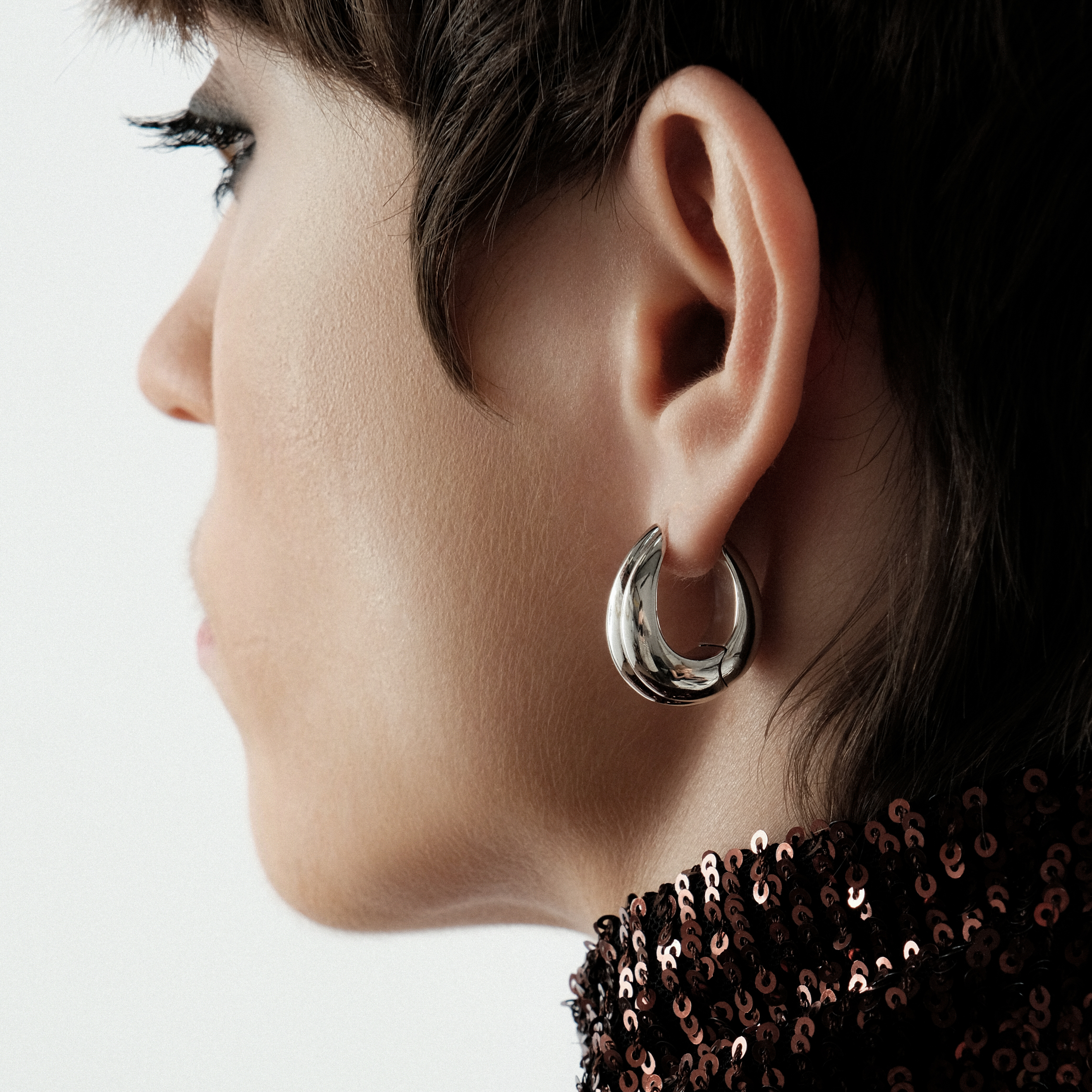 Серебряные серьги Ice Hoop Medium Line