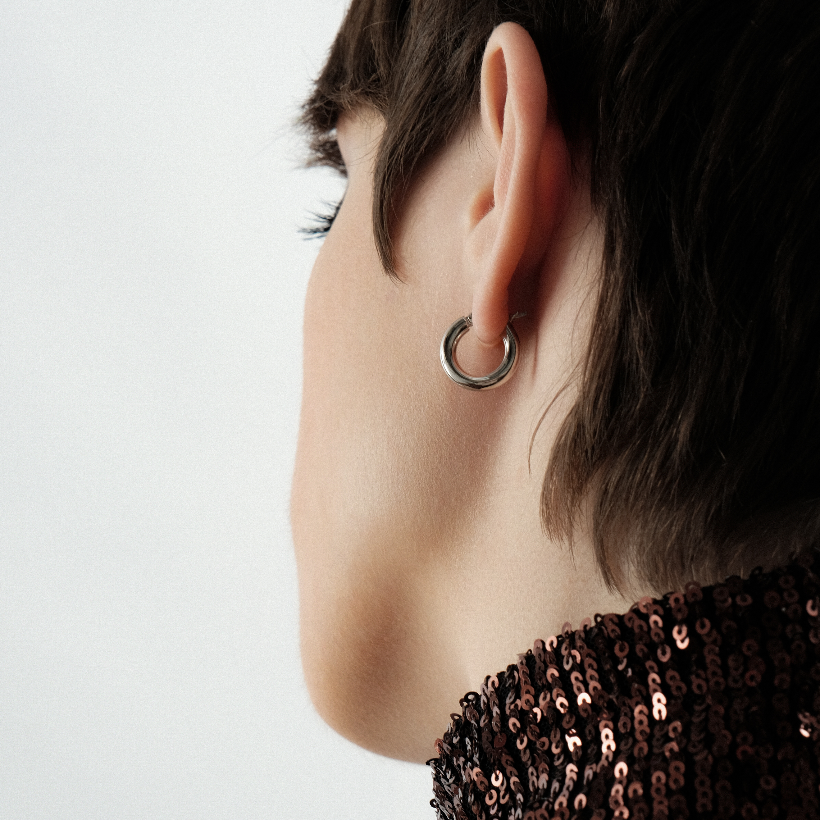 Classic Hoops Thick Small Silver Earrings