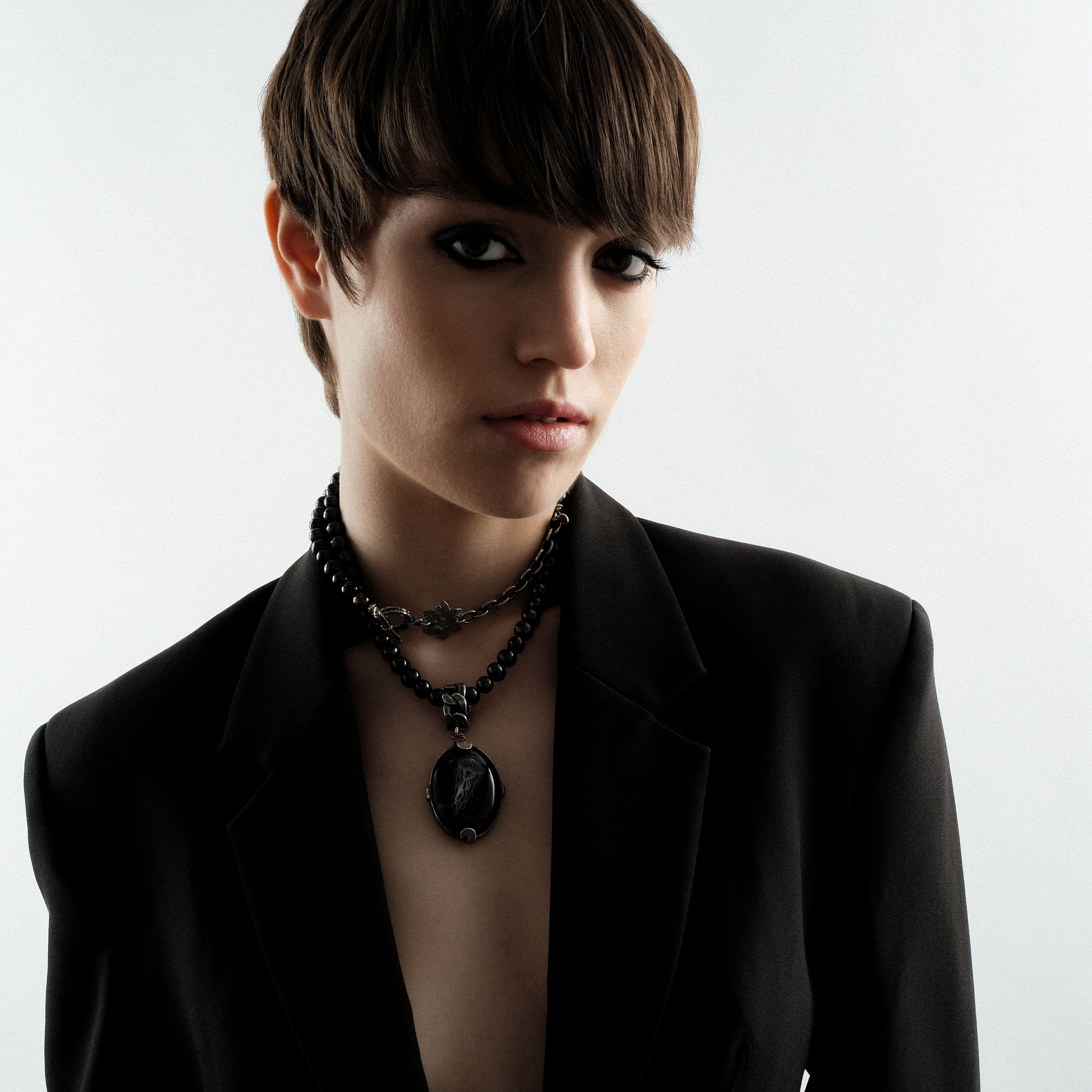 Silver pendant with black onyx