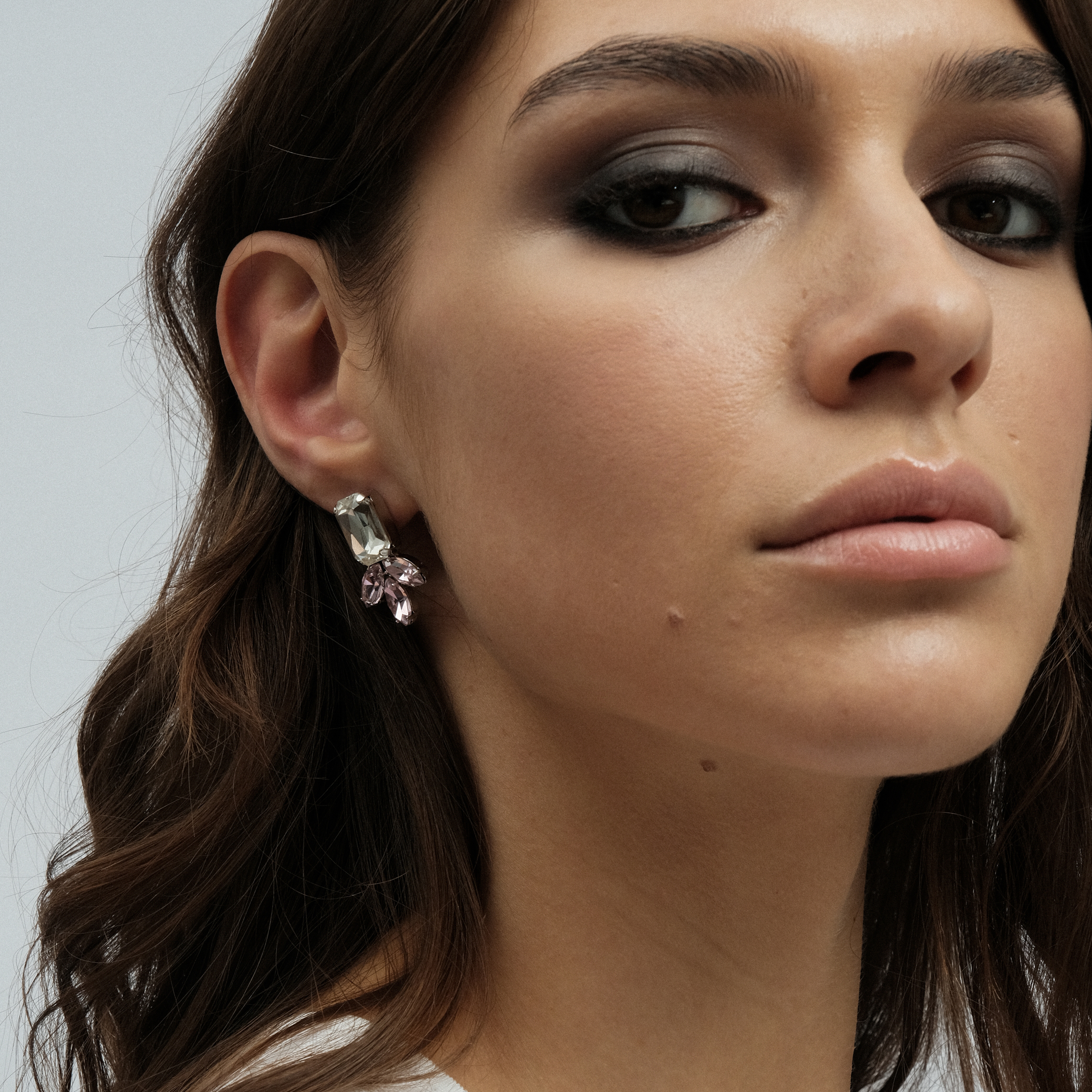 earrings with pink crystals
