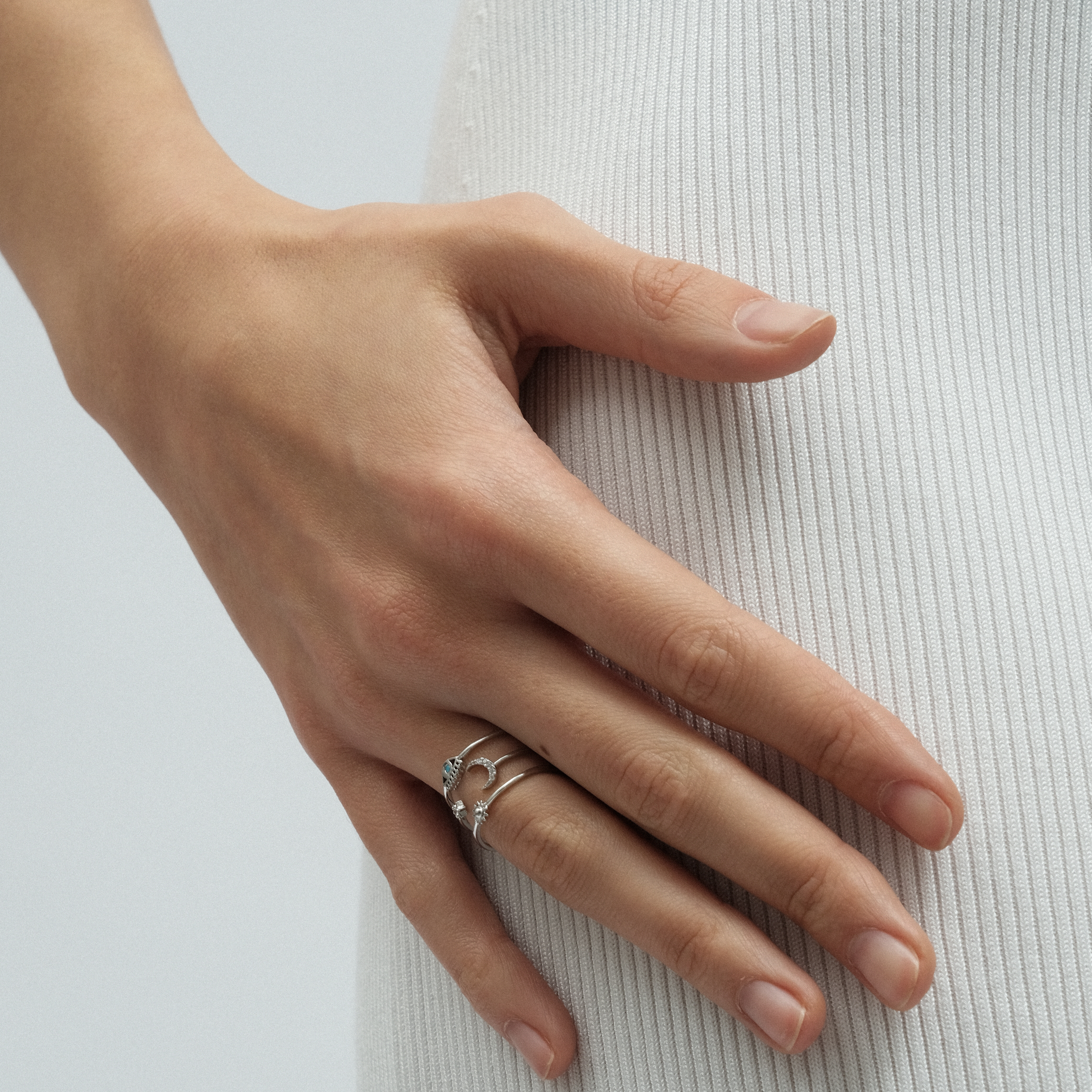 ring with moon, star and eye