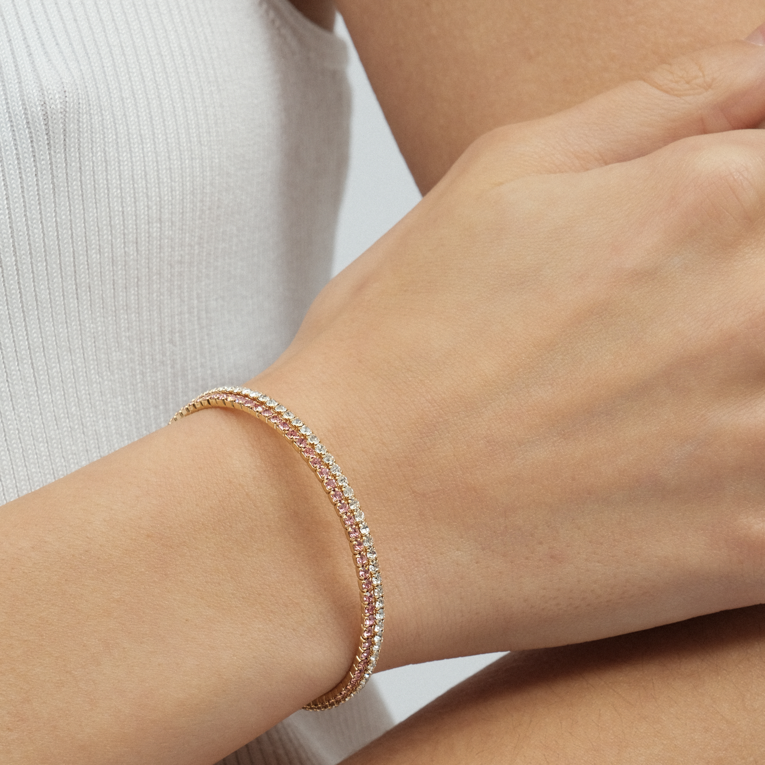 bracelet with pink crystals