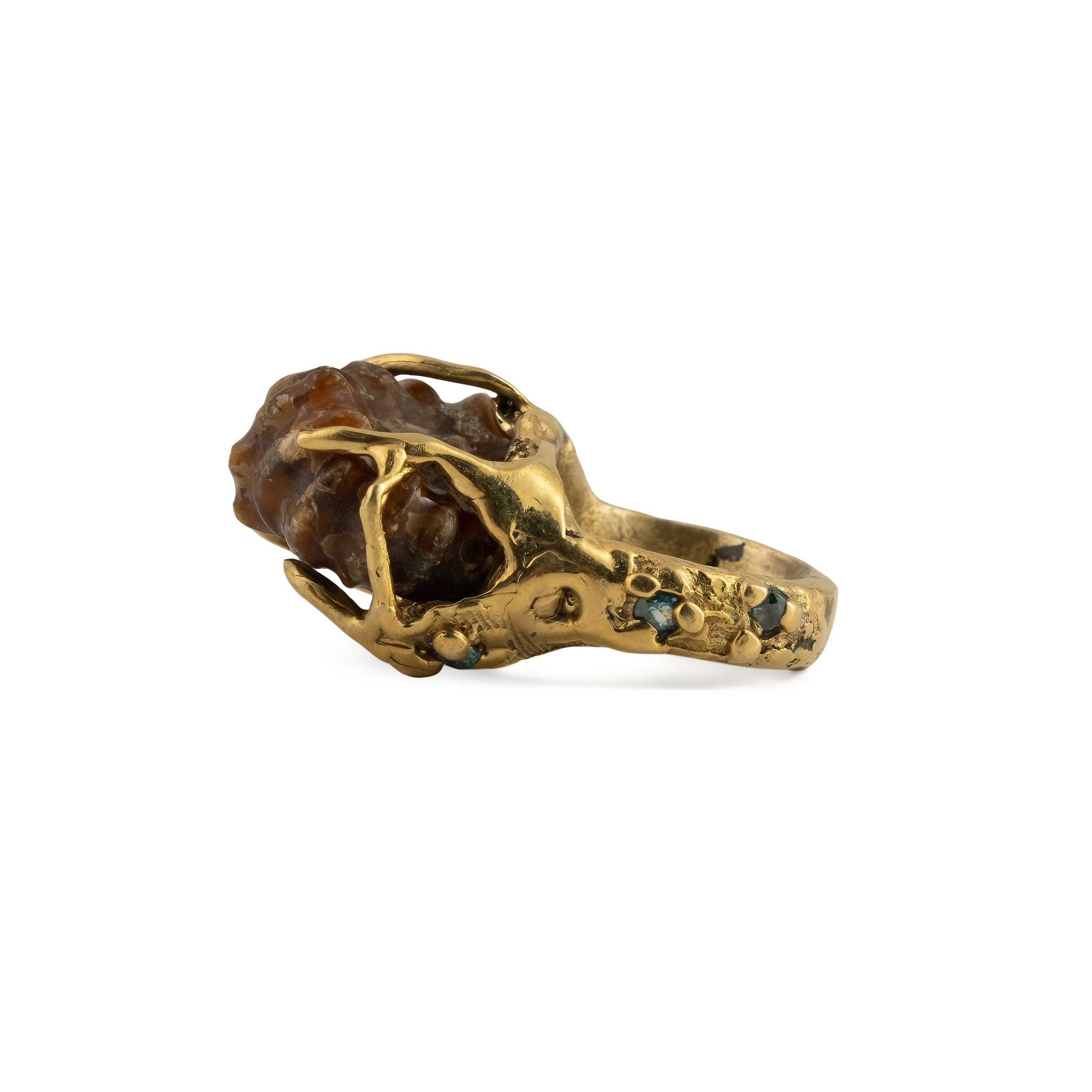 brass ring with ammonite