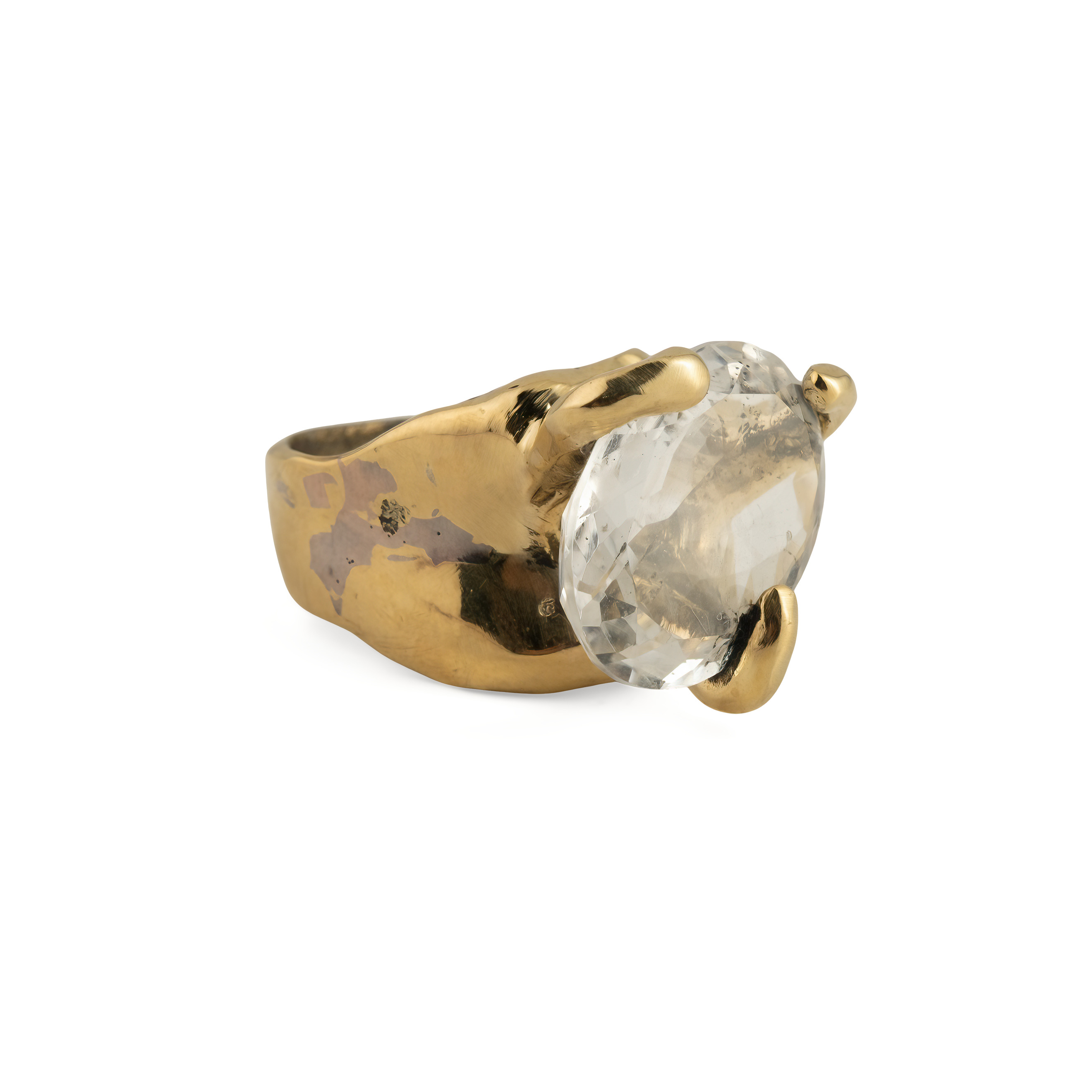Brass ring with rhinestone insert
