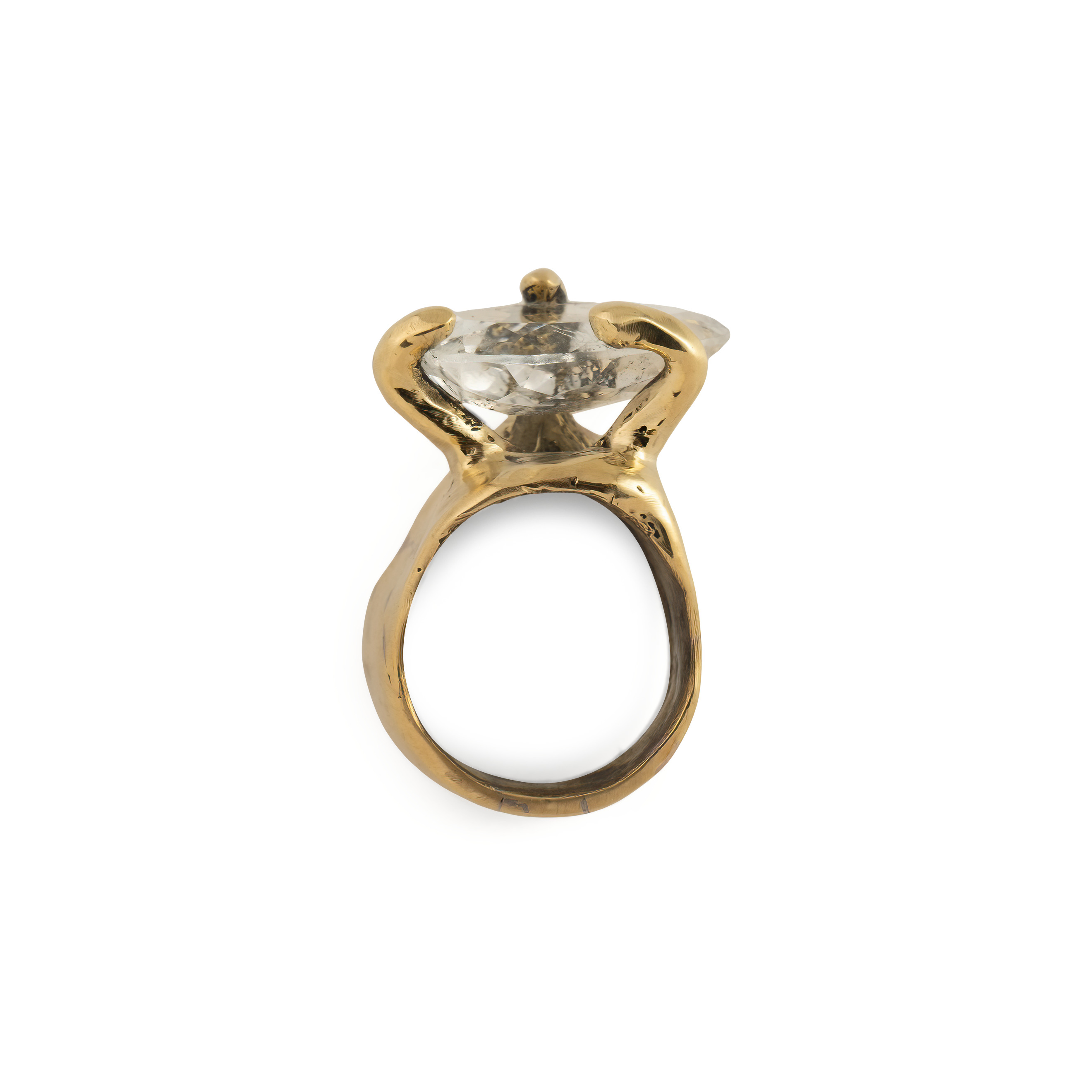 Brass ring with rhinestone insert