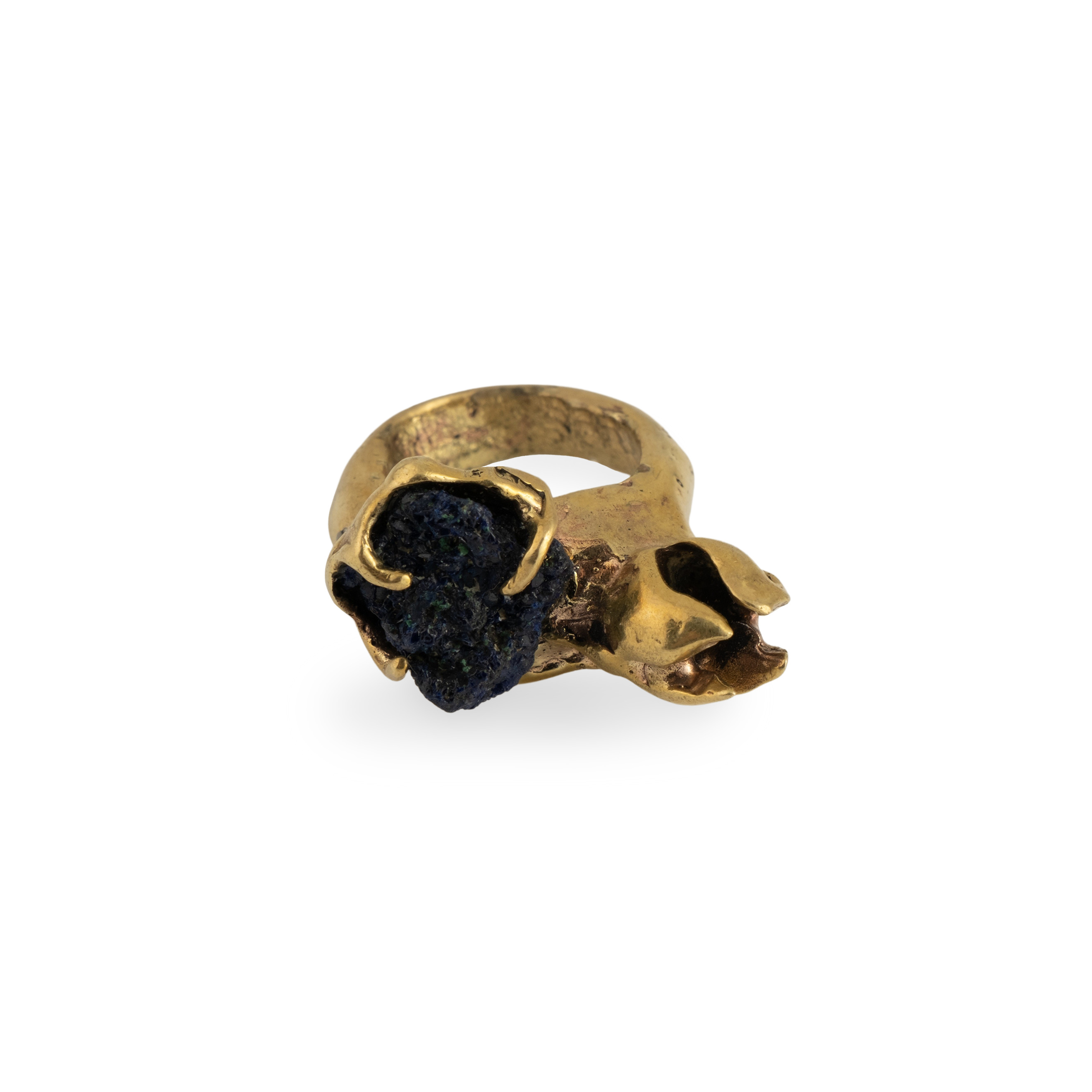 Brass ring with azurmalachite