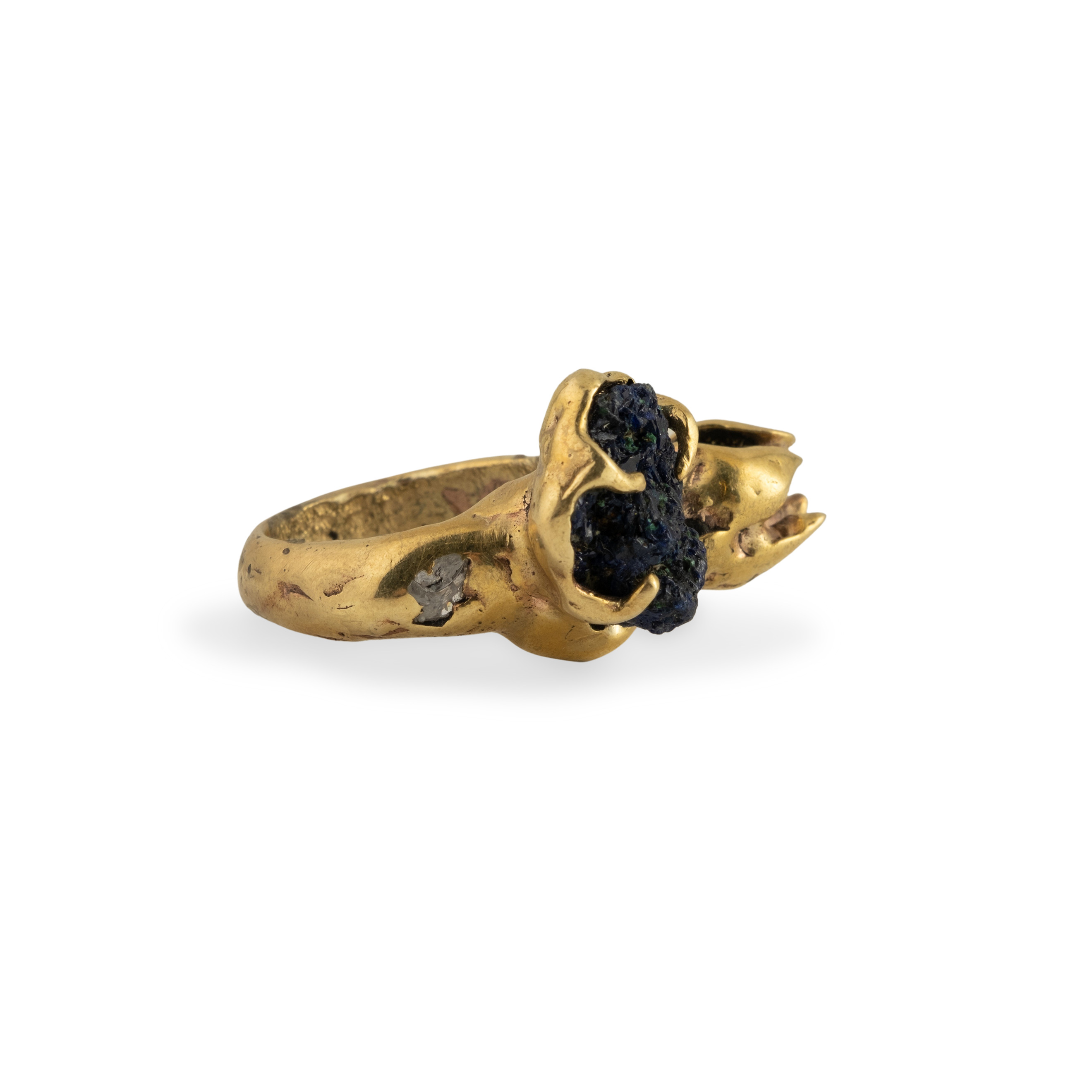 Brass ring with azurmalachite