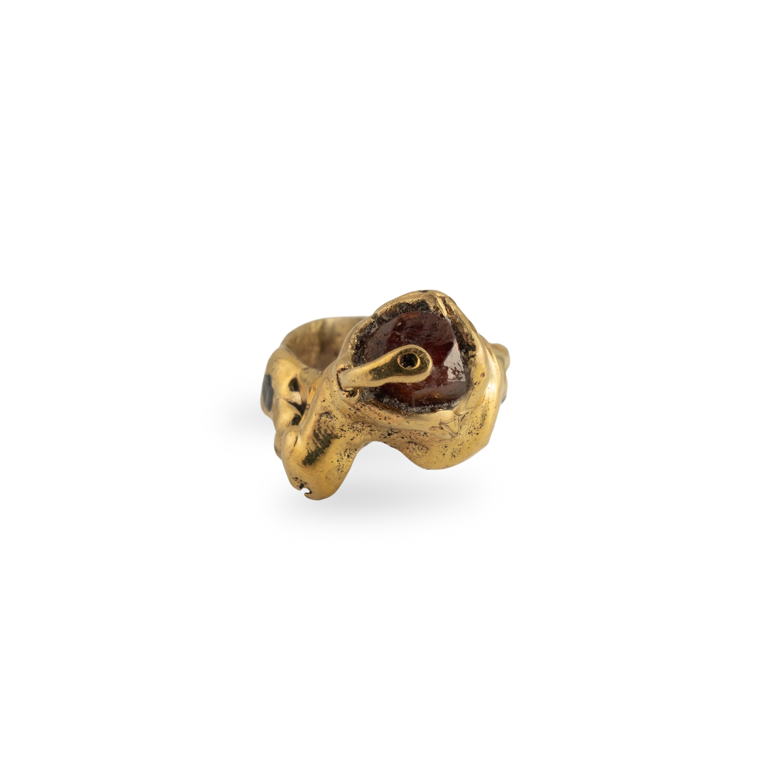 Brass ring with garnet
