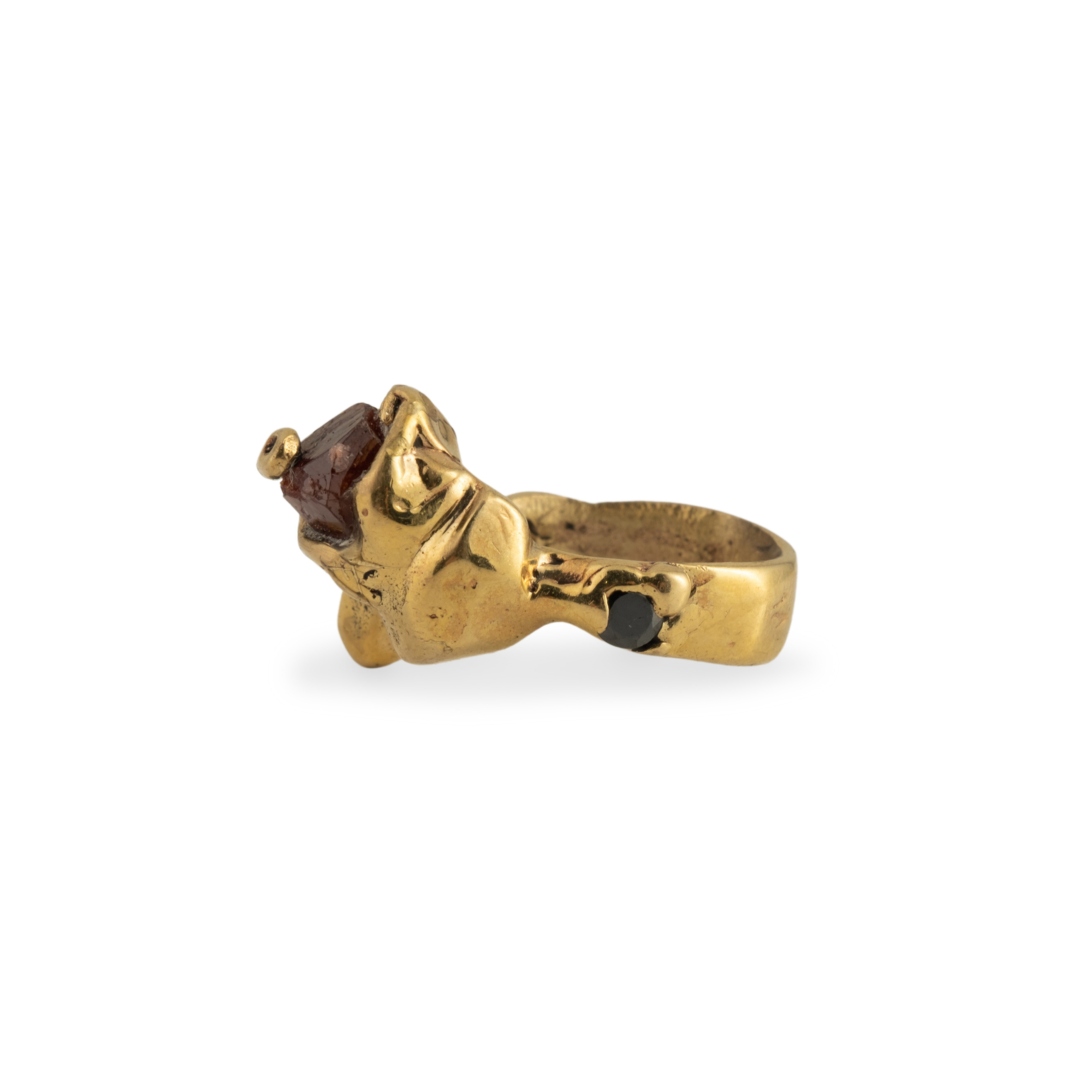 Brass ring with garnet