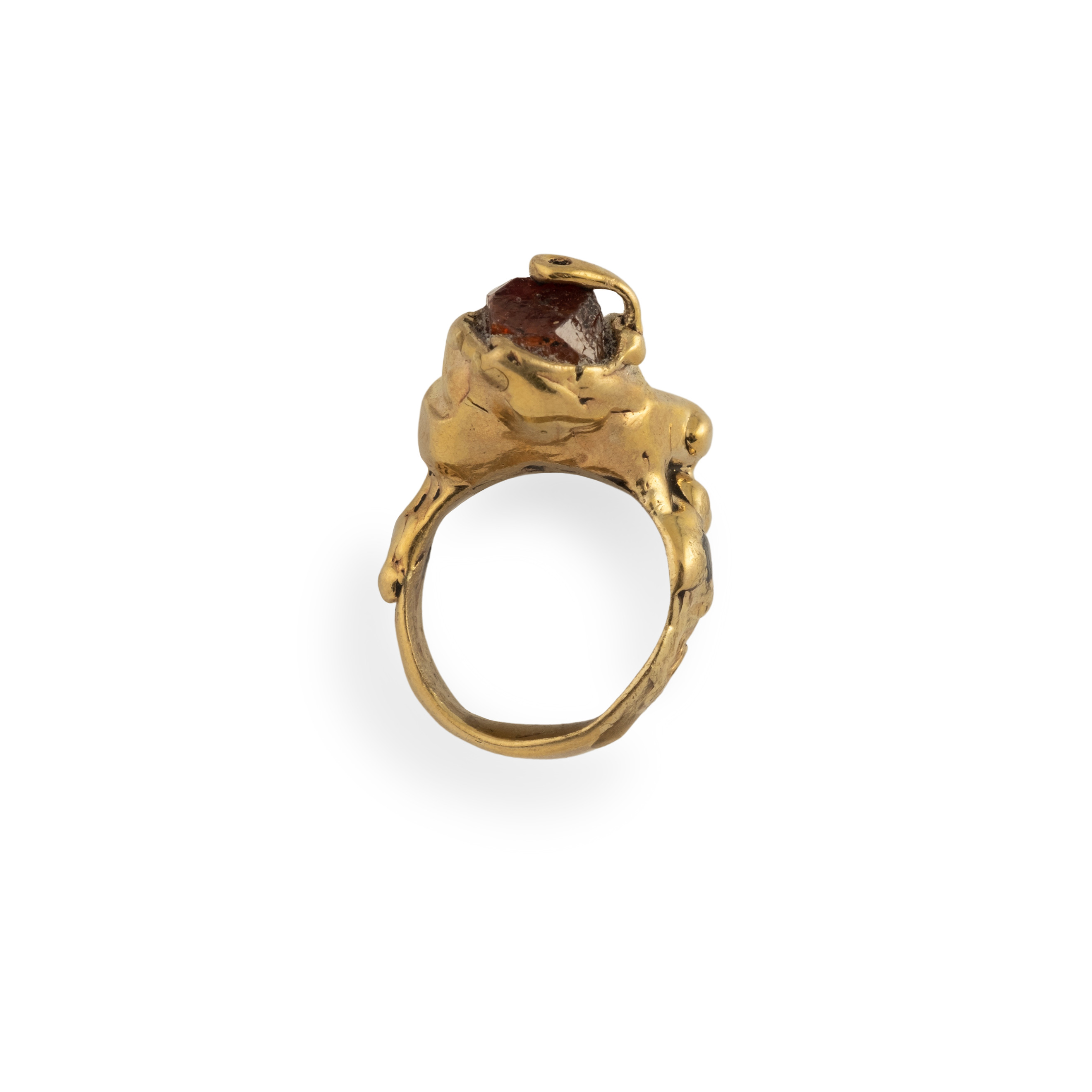 Brass ring with garnet