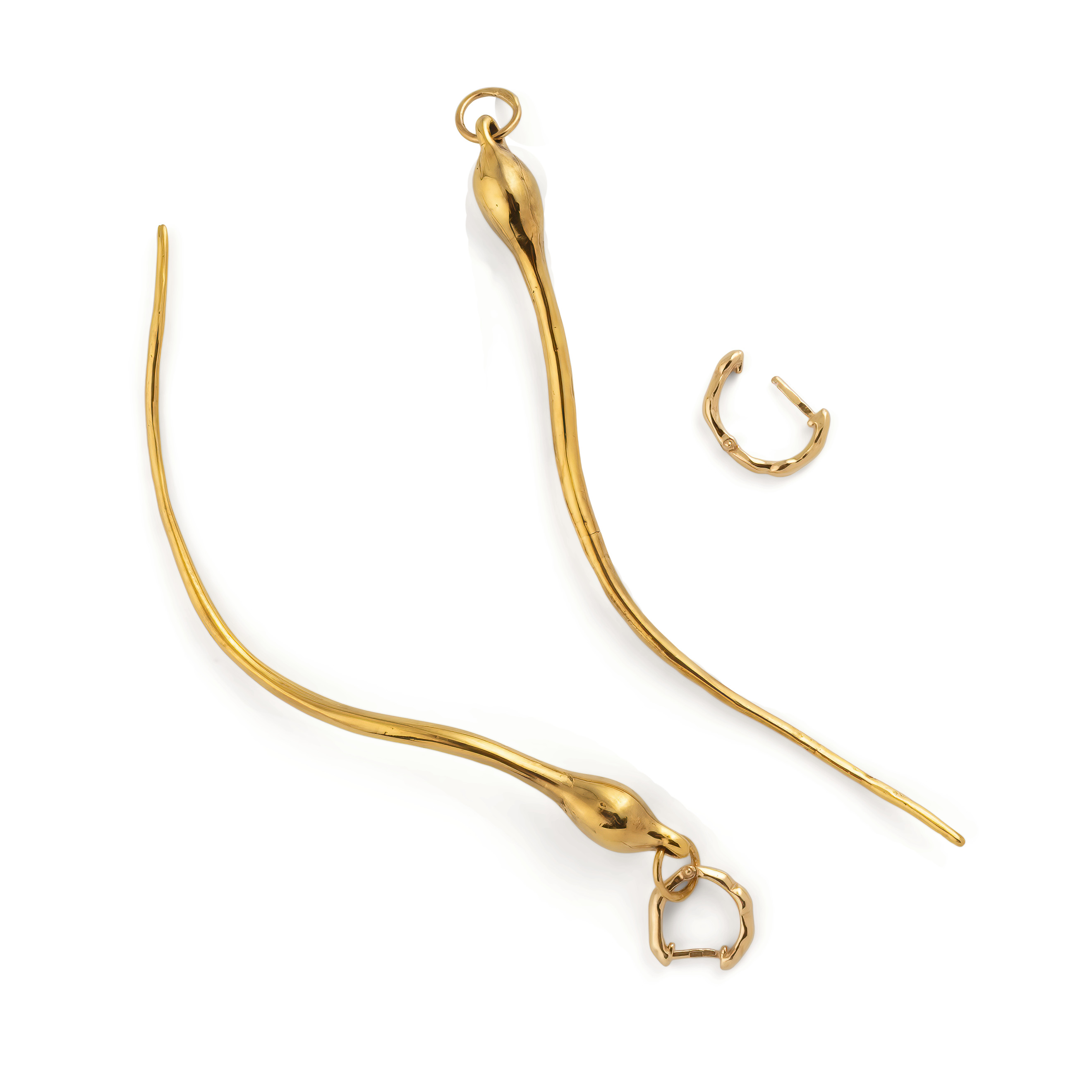 Gold-plated brass earrings (pair)